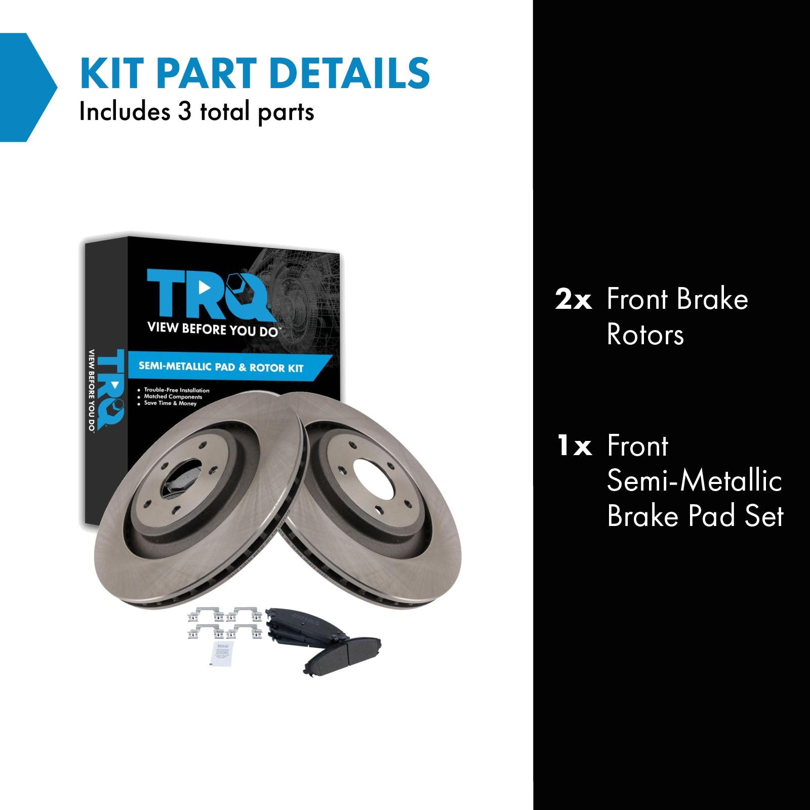 Trq Front Brake Pad & Rotor Kit Semi-Metallic Compatible With 2013-2014 Chrysler 200 Dodge Avenger 2008-2009 Caliber