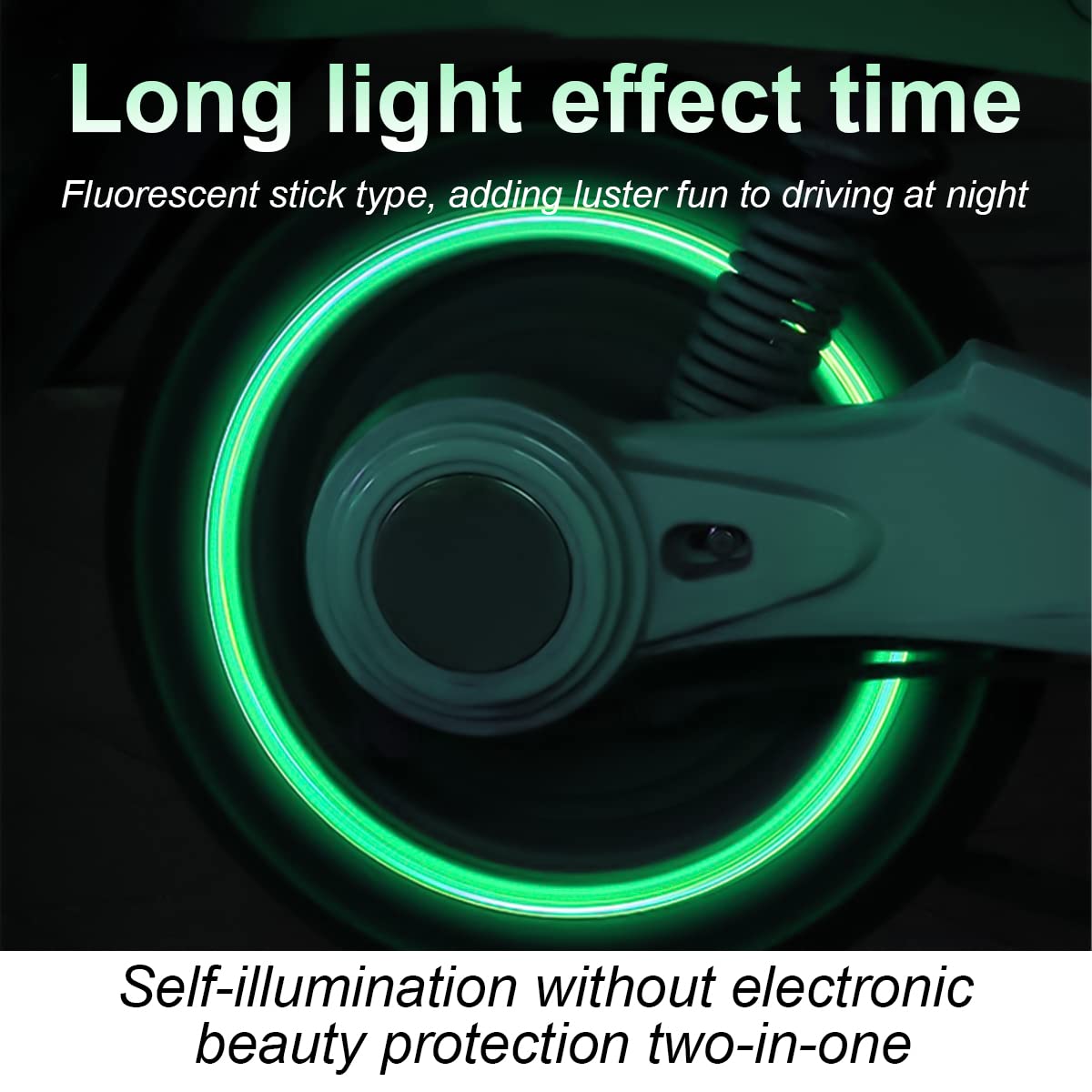 Luminous Tire Valve Stem Caps For Car, 12Pcs Fluorescent Glow In The Dark Air Caps Cover, Illuminated Corrosion Resistant Tire P