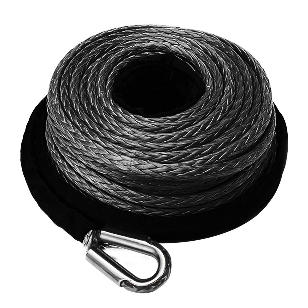 Fieryred Synthetic Winch Rope 3/8 Inch 85 Ft 26500 Lbs Winch Line Cable Rope With Protective Sleeve For 4Wd Off Road Vehicle Suv