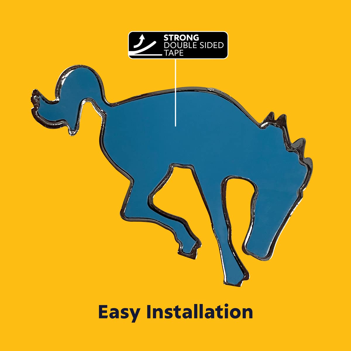 United Pacific 50130 Triple Chrome Plastic Bucking Horse Emblem, Badge Replacement, Double-Sided Tape, Easy Installation - One U