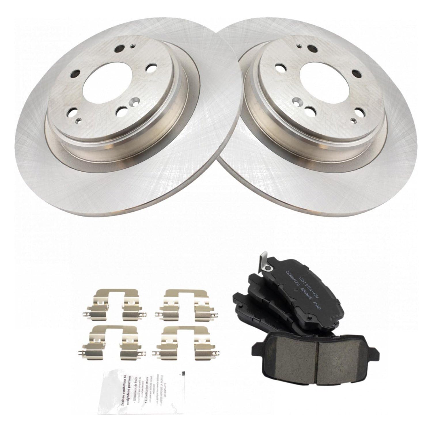 TRQ Rear Brake Pad & Rotor Kit Brake Pads Brake Rotor Ceramic Compatible with 2017-2020 Acura MDX