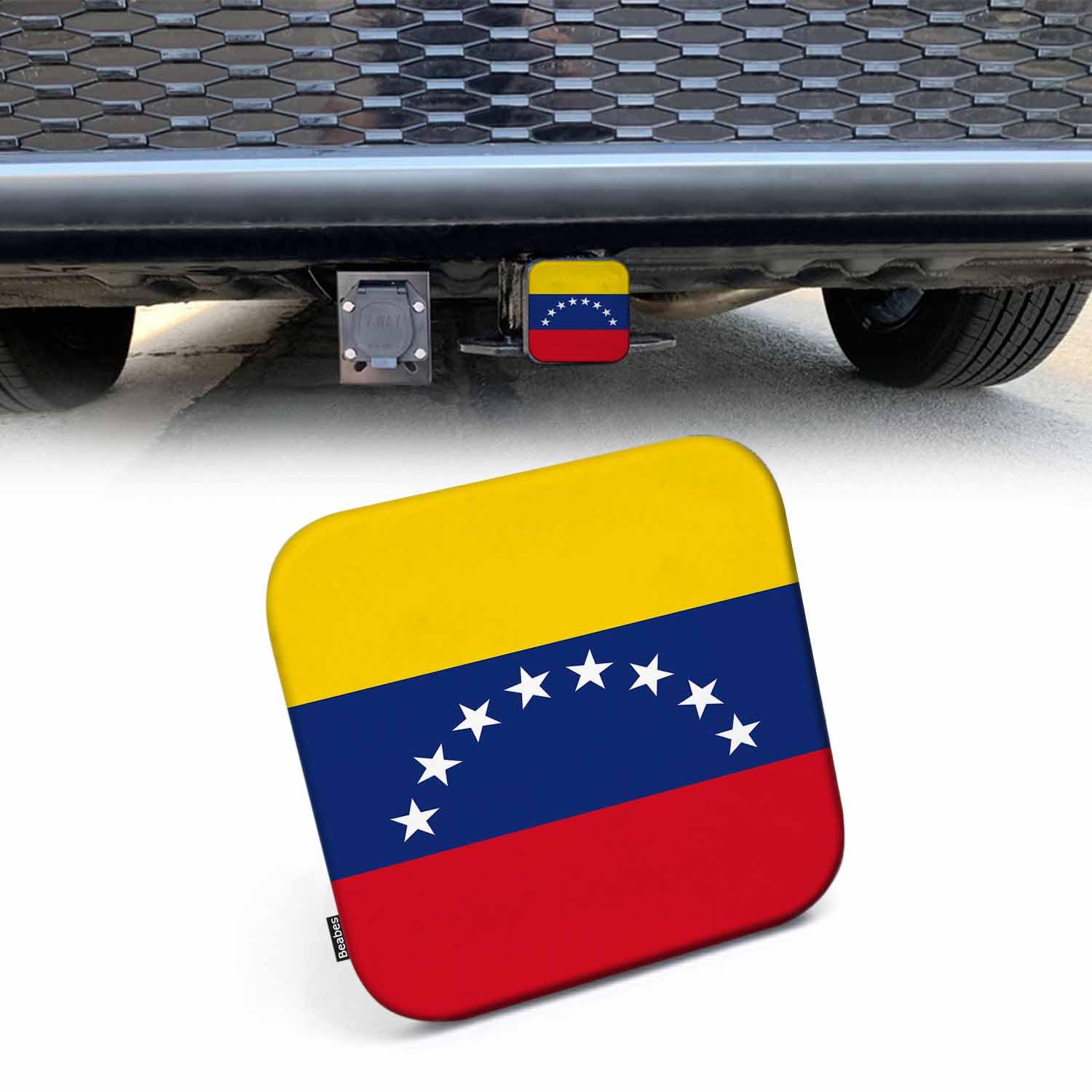 Beabes Trailer Hitch Cover for 2 Receivers Venezuela Flag, The National Flag of Venezuela Receiver Tube Hitch Plug Towing Hitch 