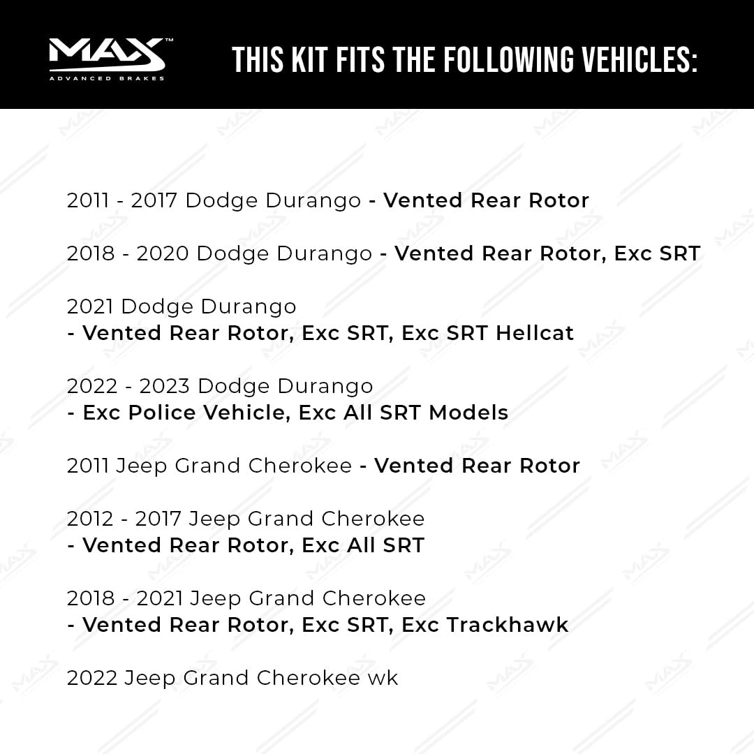 Max Advanced Brakes Rear Brake Kit Compatible With 2011-2015-2023 Dodge Durango Compatible With Jeep Grand Cherokee Replacement