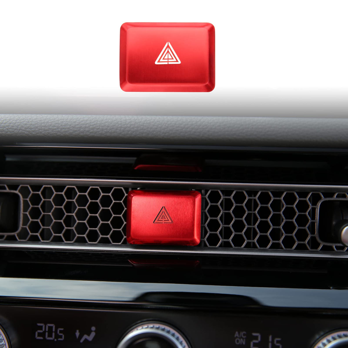 Cke Compatible With Honda Civic Accord Crv Hrv Accessories Car Center Console Air Vent Hazard Warning Light Push Button Cover -Red