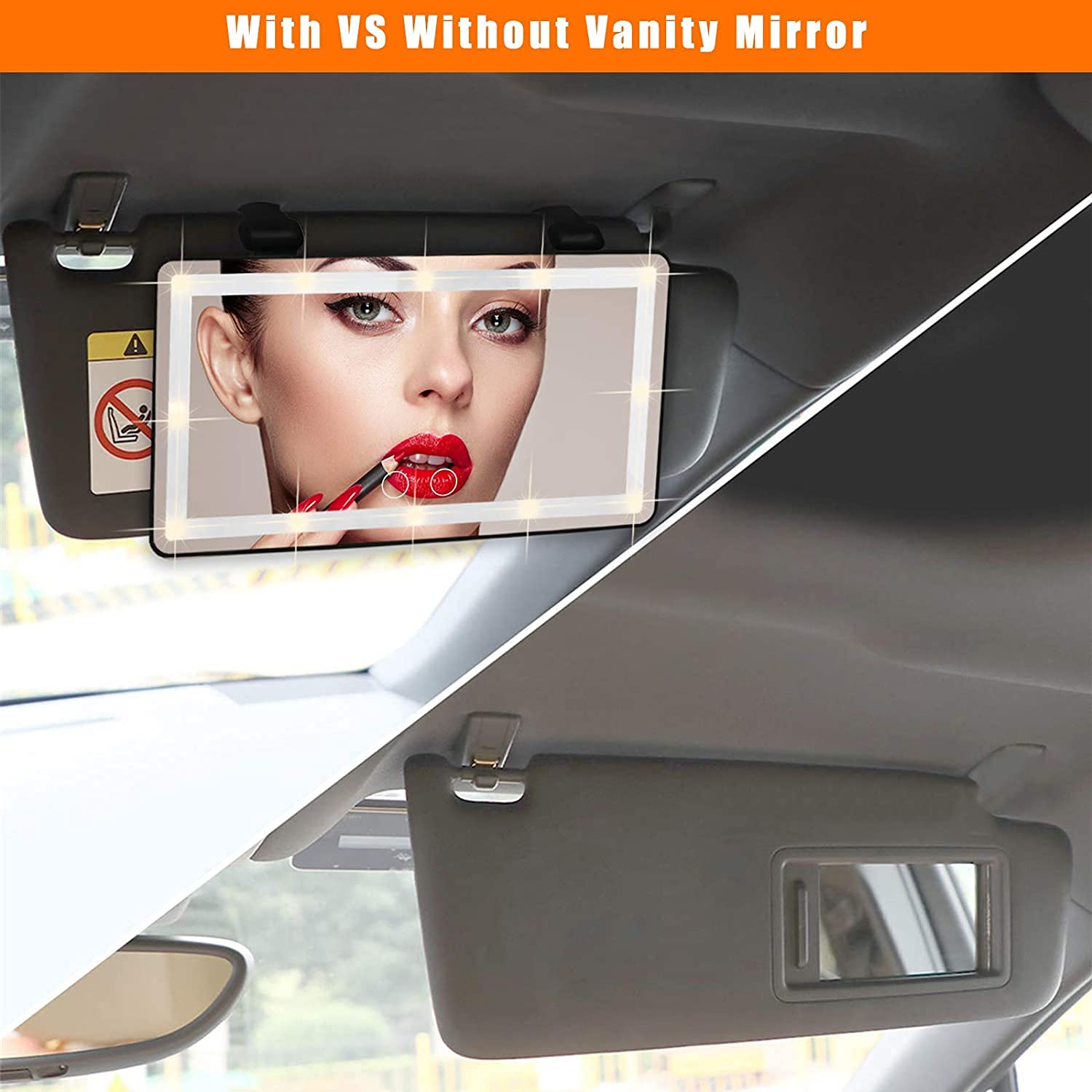 Car Sun Visor Vanity Mirror, Makeup Mirror With 3 Light Modes & 60 Leds Rechargeable Led Light Car Mirror With Dimmable Touch Sc