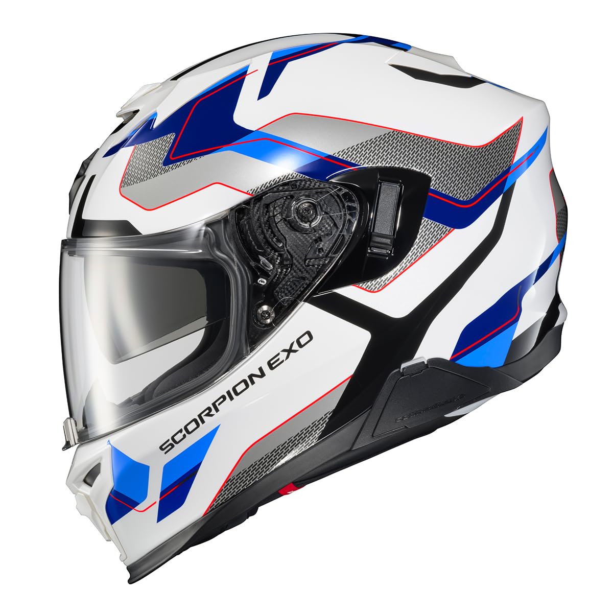 Scorpionexo T520 Full Face Dual Sport Motorcycle Helmet With Bluetooth Ready Speaker Pockets Dot Ece Approved Zuse (White/Blue -