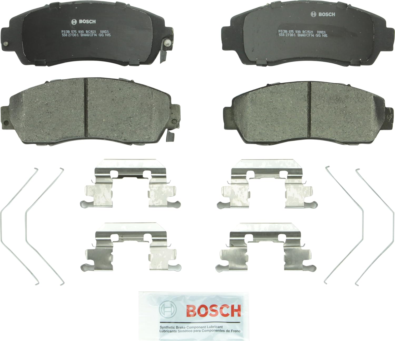 BOSCH BC1521 QuietCast Premium Ceramic Disc Brake Pad Set - Compatible With Select Honda Crosstour, CR-V, Odyssey; Subaru Legacy