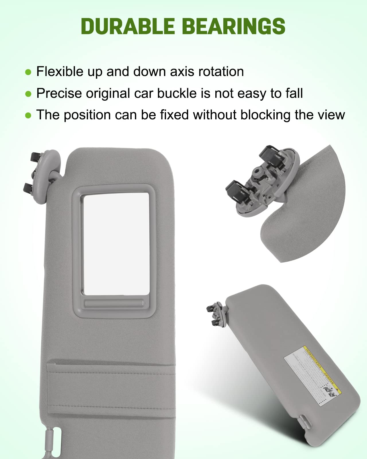 Scitoo Gray Right Passenger Side Interior Sun Visor Fit For Toyota For Camry 2006-2011 Without Sunroof (Oe:74310-06750-B0)