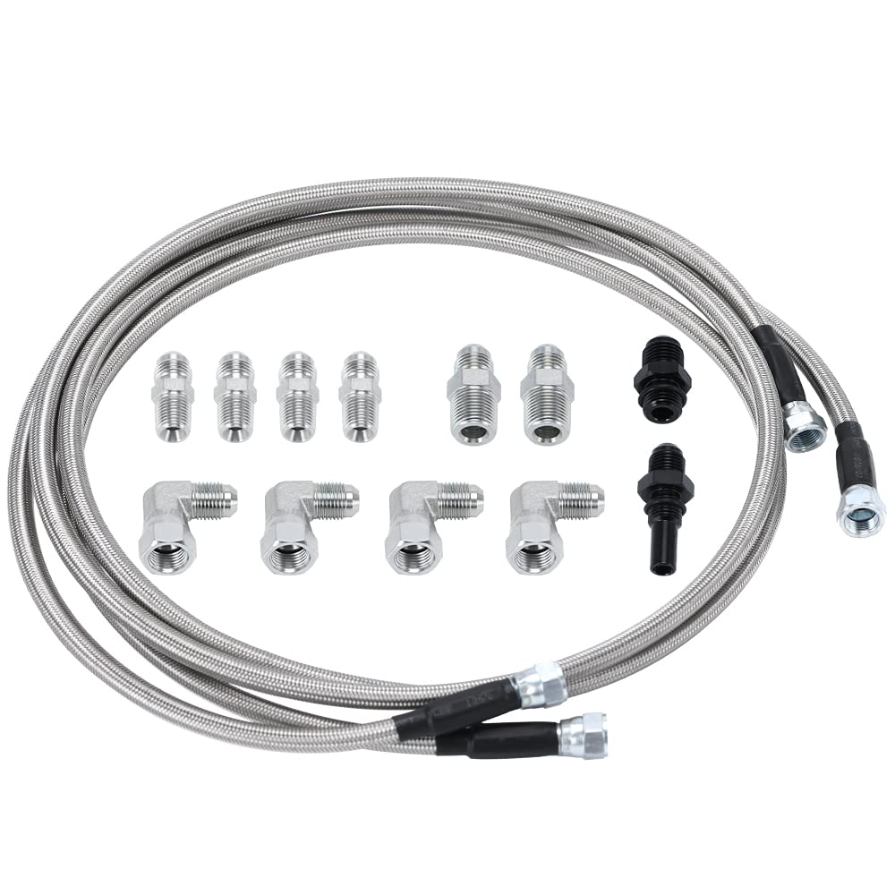 6An 70' Transmission Fluid Oil Cooler Hose Line Kit For Gm Chevy Transmission 4L80E Th350 Th400 4L60E 700R4 200-4R Tr6060 Ford Aod 4R100 4R70W And C5 Stainless Steel Braided Ptfe Hose