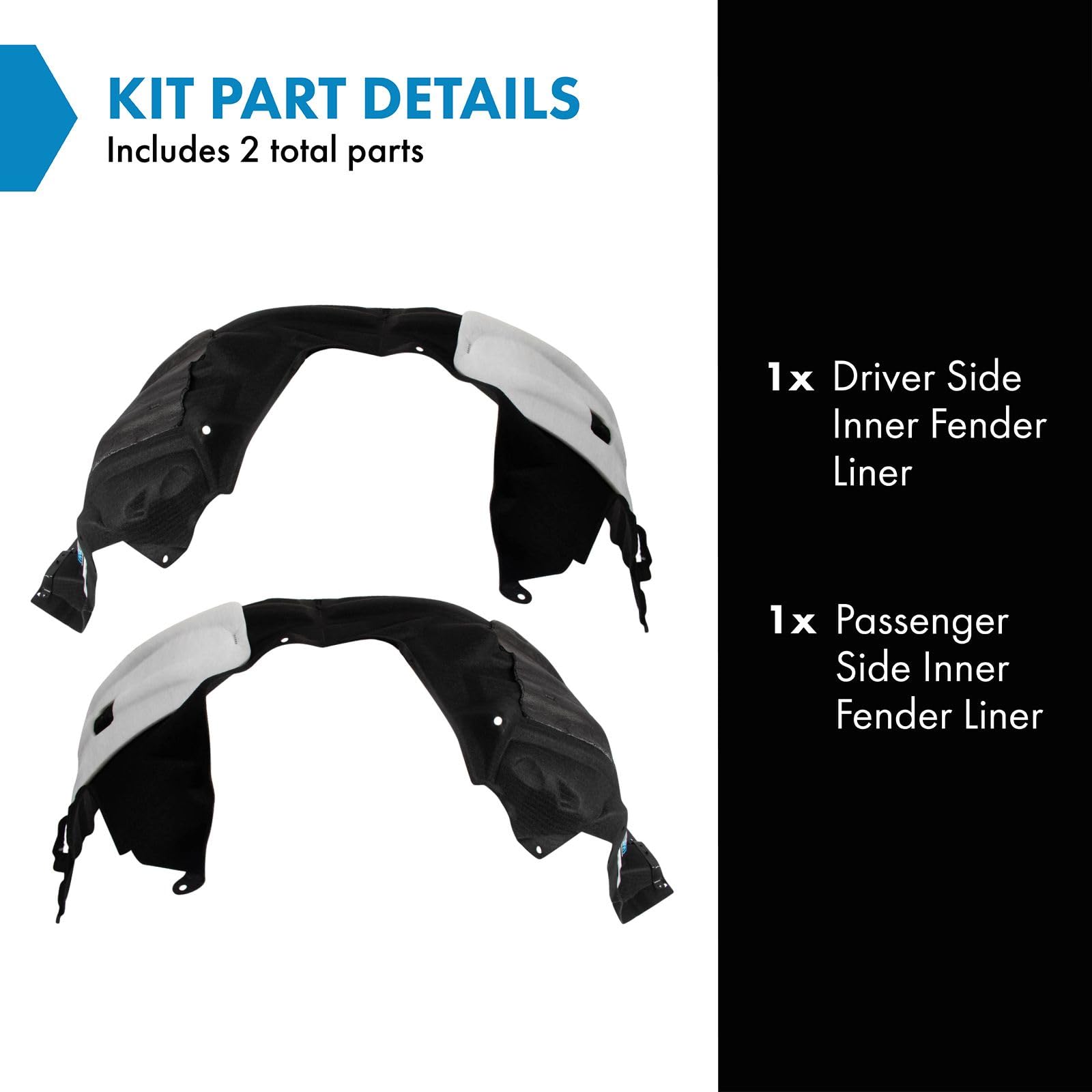 Trq Inner Fender Liner Set Compatible With 2021 Toyota Venza To1248250 To1249250