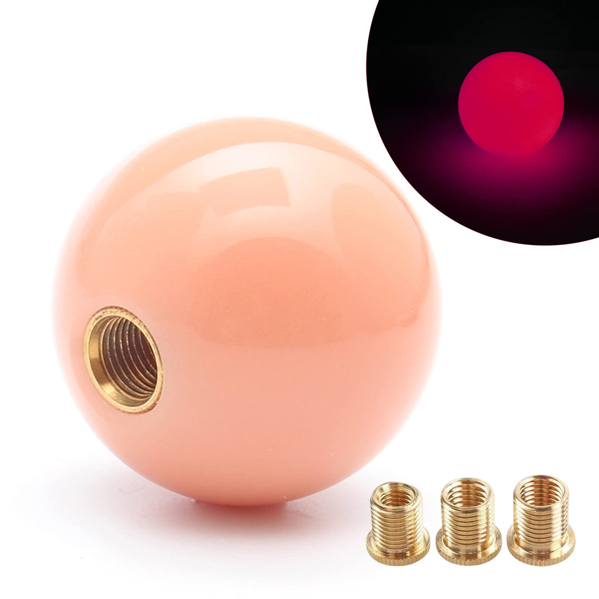 Yiuiy Round Ball Shift Knob Universal Luminous Gear Shift Knob 5 6 Speed For Manual Automatic Vehicles With Adapters (Pink To Re