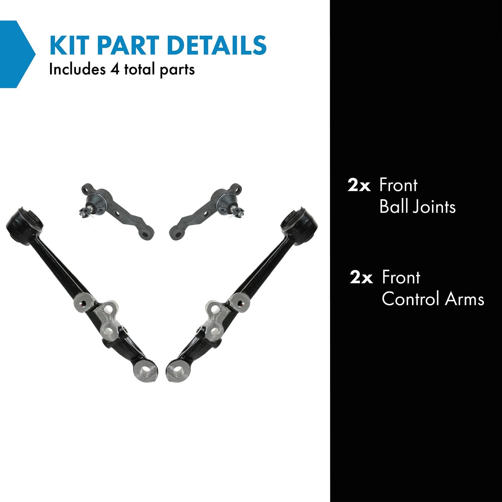 TRQ Front Control Arm with Ball Joint Set Compatible with 1998-2005 Lexus GS300 1998-2000 GS400 2001-2005 GS430 2002-2010 SC430