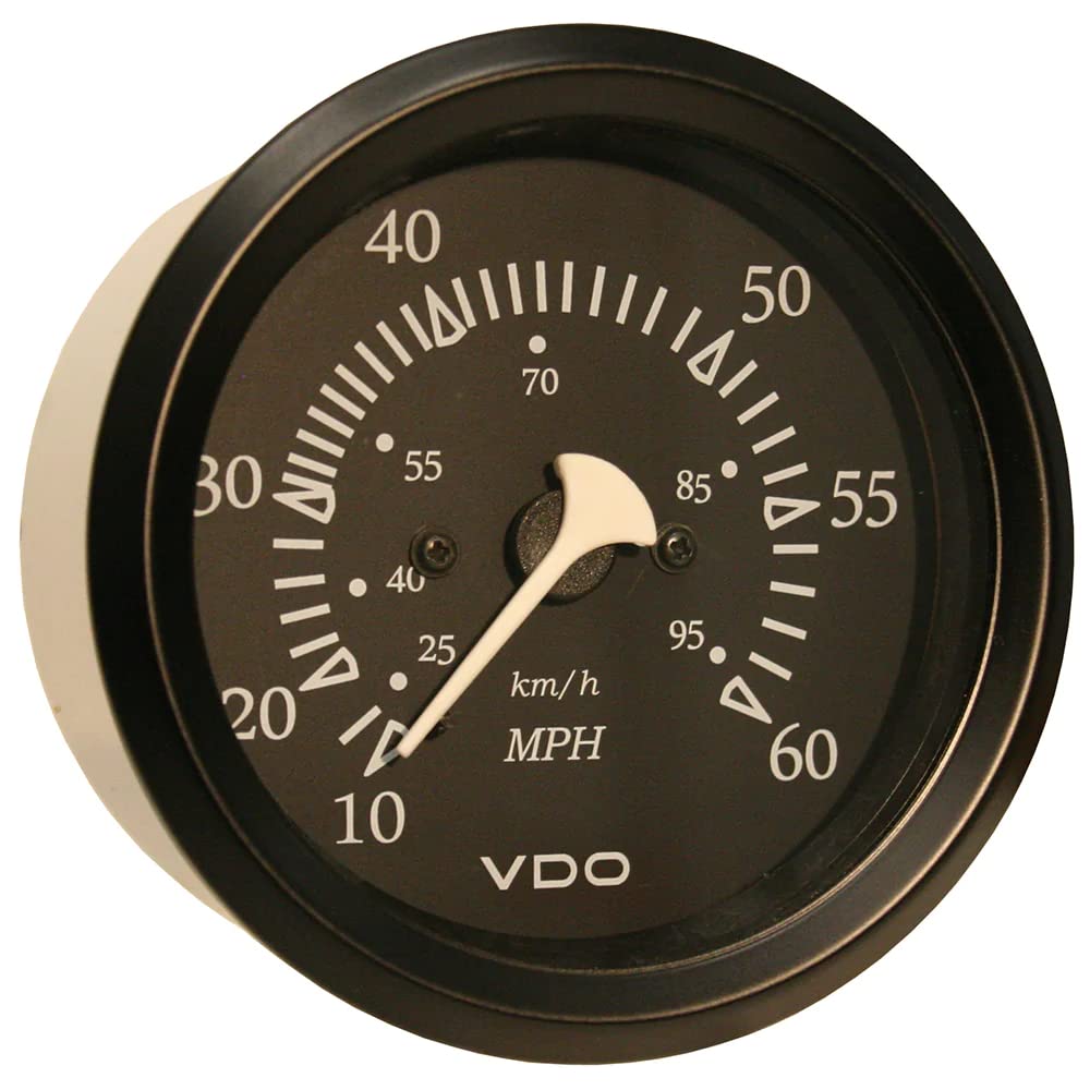Vdo Allentare Black 60Mph 3-3/8'' (85Mm) Pitot Speedometer - Black Bezel