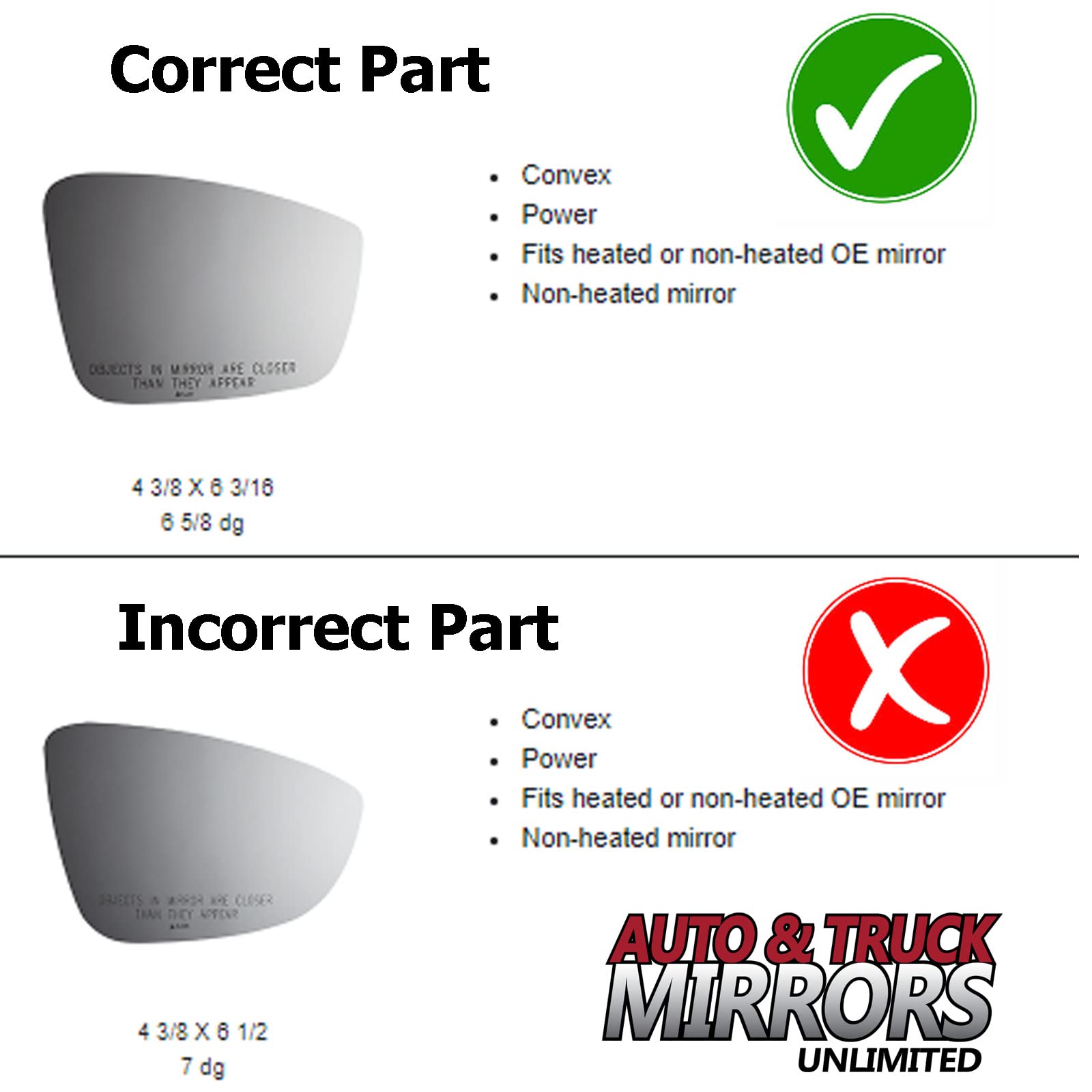 Passenger Side Mirror Glass Replacement With Full Size Adhesive Pad For 2012-2015 Volkswagen Passat - 2 Options Offered (2013 2014 2017 13 14 17)