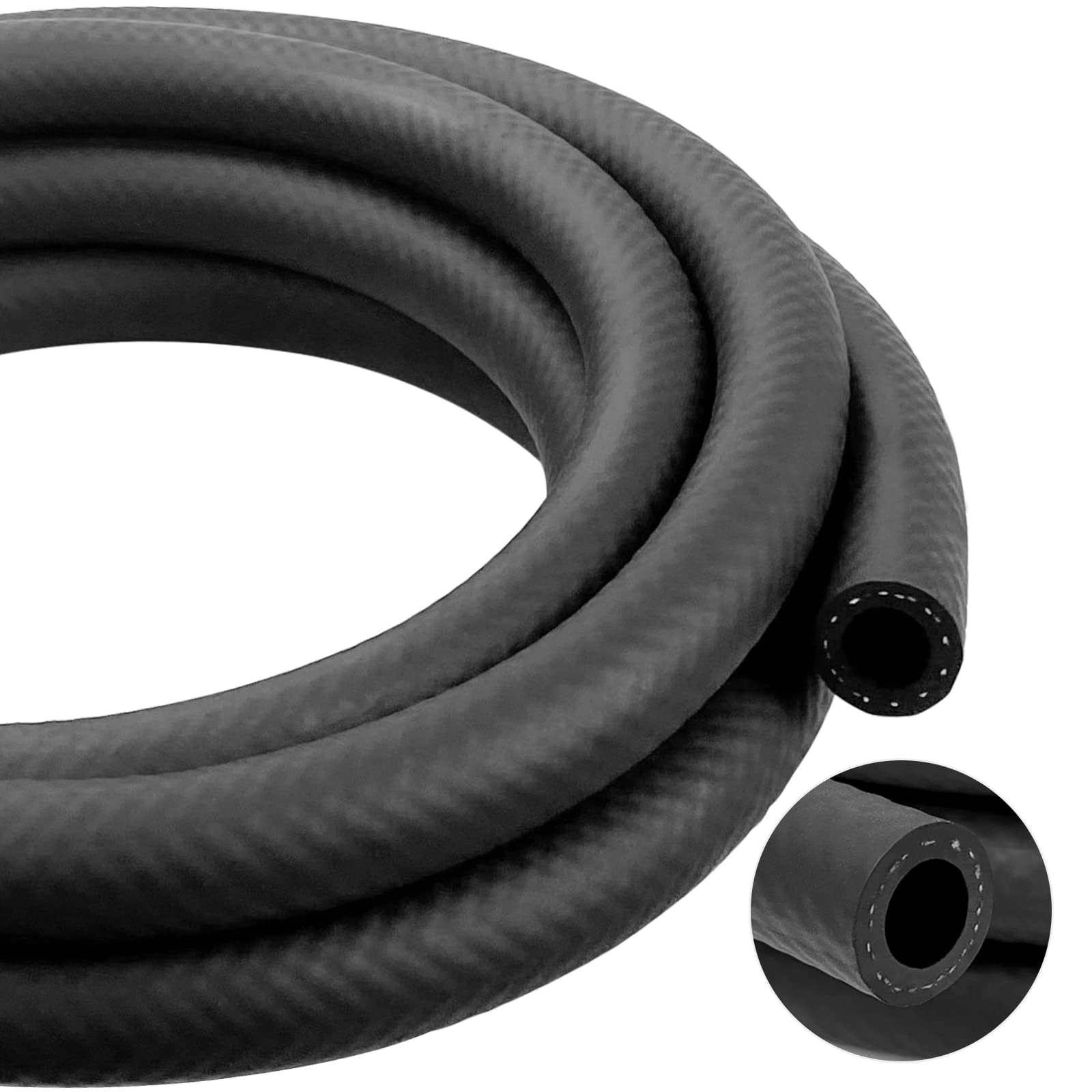 5/8 Inch ID NBR Rubber Hose, Fuel Hose Line Transfer Hose for Small Engine Black 15 Feet
