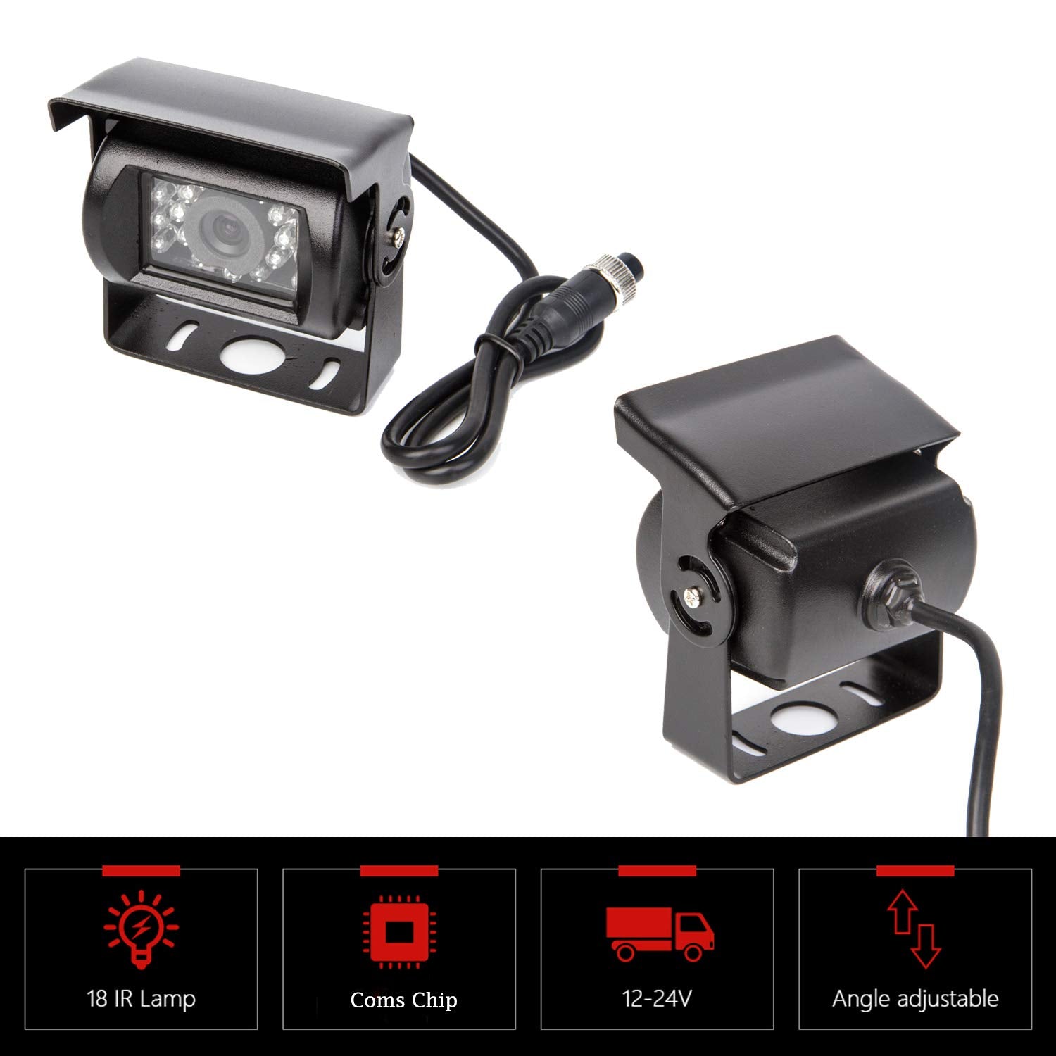 Yasoca 4 Pin Backup Camera Heavy Duty Ir Night Vision Waterproof For Trucks Car Vehicle Trailer Truck Van Tow Rv Replacement Uni