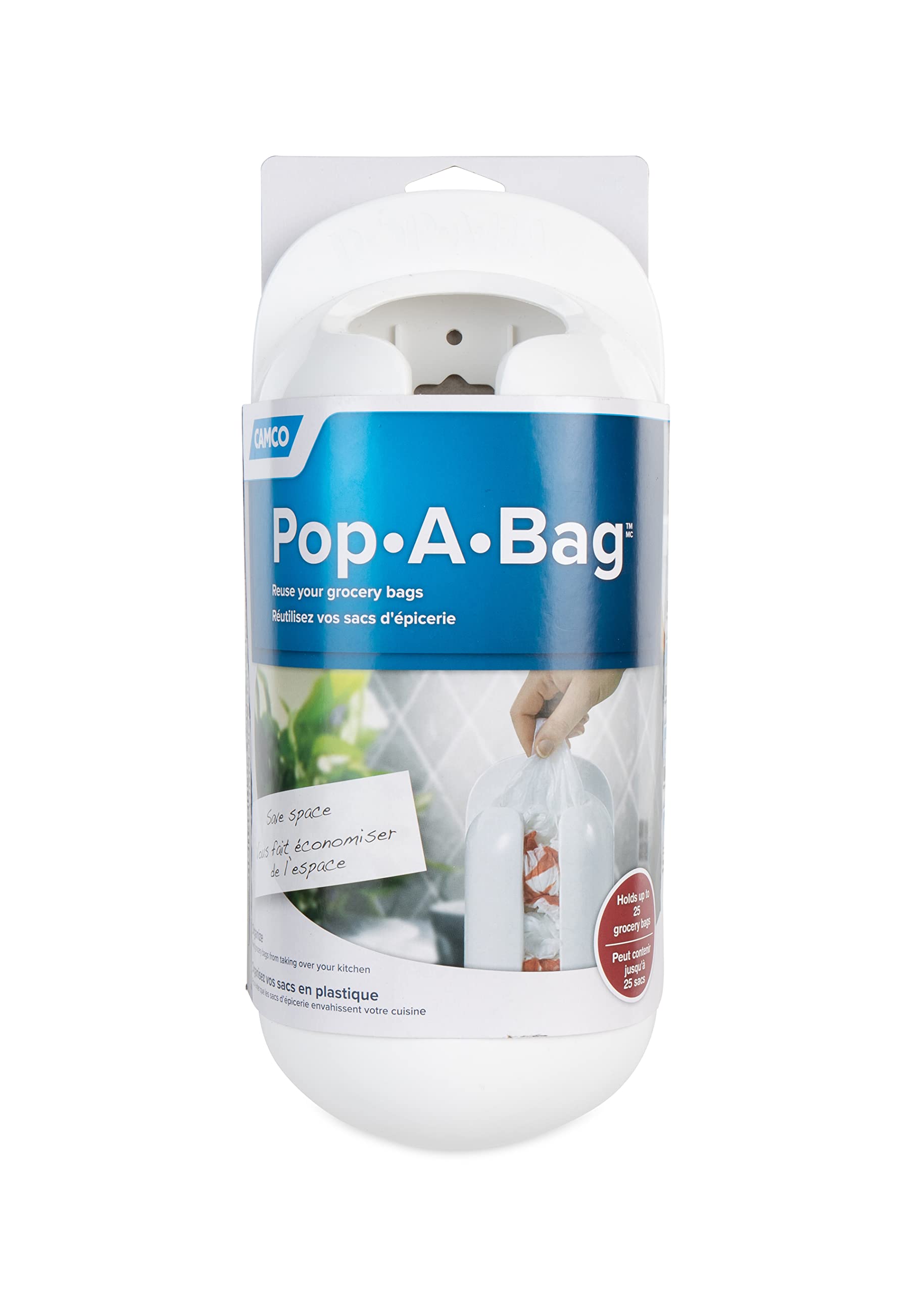 Camco Pop-A-Bag | Features A Compact Design That Conveniently Stores And Dispenses Reusable Plastic Grocery Bags Inside Rvs, Cam