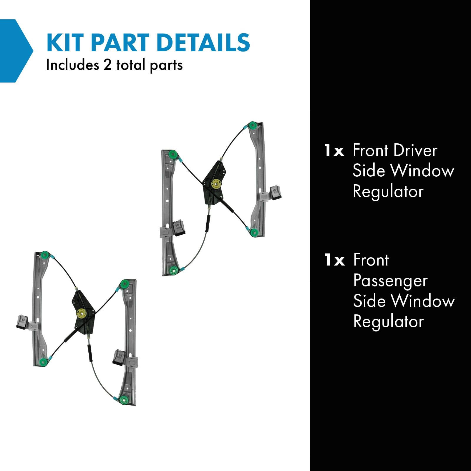 Trq Front Power Window Regulator Set Compatible With 2012-2013 Mercedes-Benz C250 2008-2013 C300 C350 C63 Amg 2010-2013 E350 E55