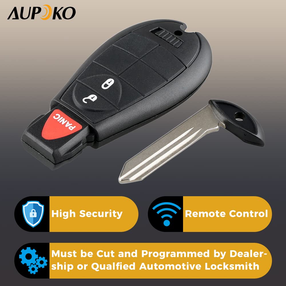 Aupoko Gq4-53T Keyless Entry Remote Key Fob, 3 Buttons Smart Key 56046953,56046953Ae, 56046953Ac,56046953Ag, Compatible With Dod
