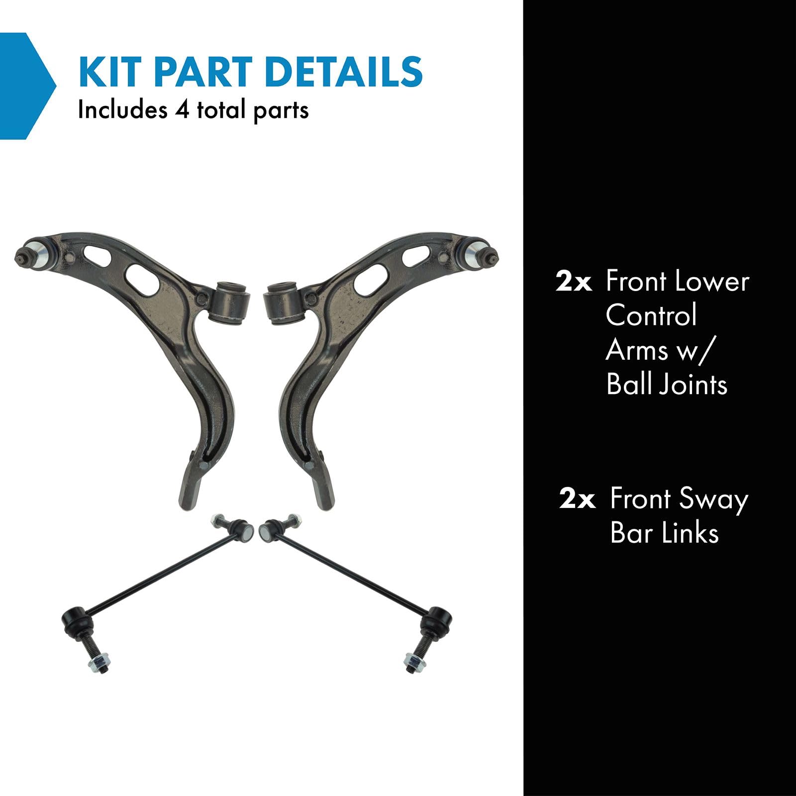 Trq Front Suspension Kit Control Arm With Ball Joint Sway Bar Stabilizer Link Compatible With 2010-2012 Ford Flex Taurus Lincoln