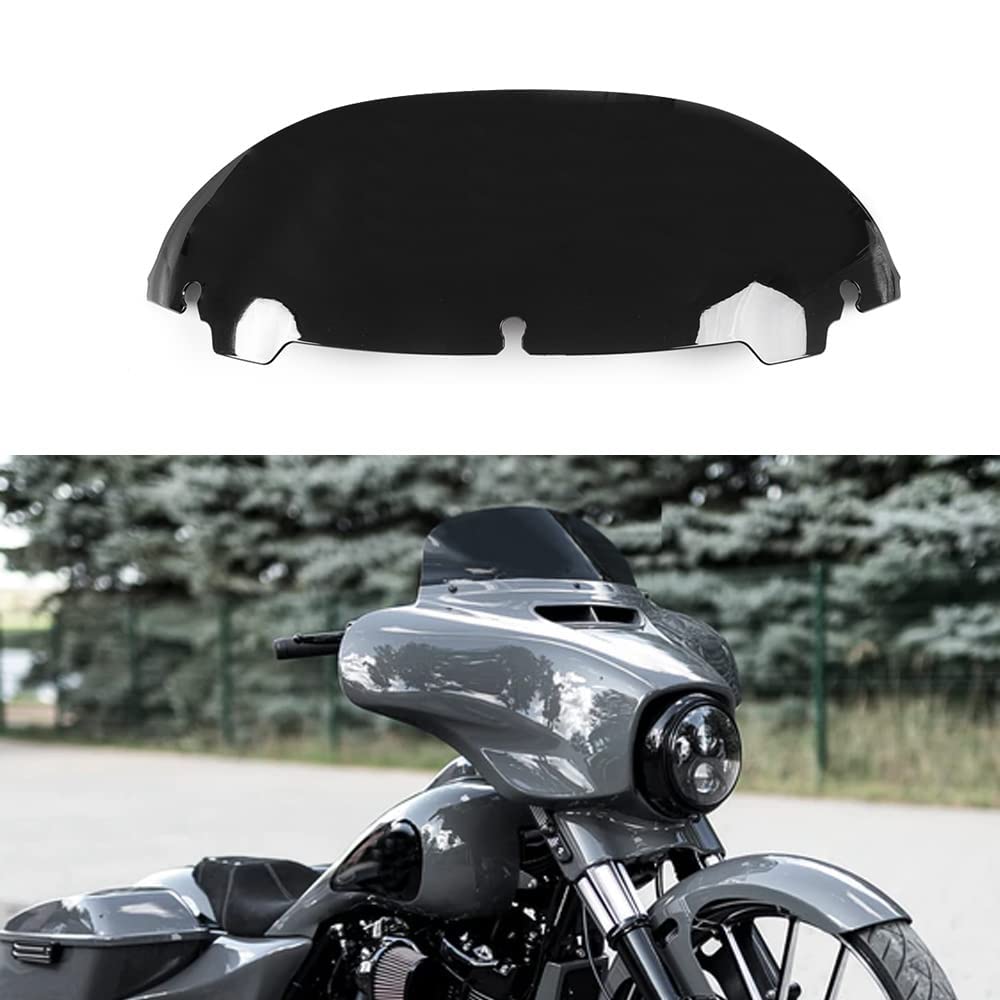 Wynmoto 7 Black Round Windshield Windscreen Compatible For 2014-2022 Harley Davidson Touring Street Glide/Electra Glide/Ultra Limited/Tri Glide Flht Flhx Flhxs Flhtk