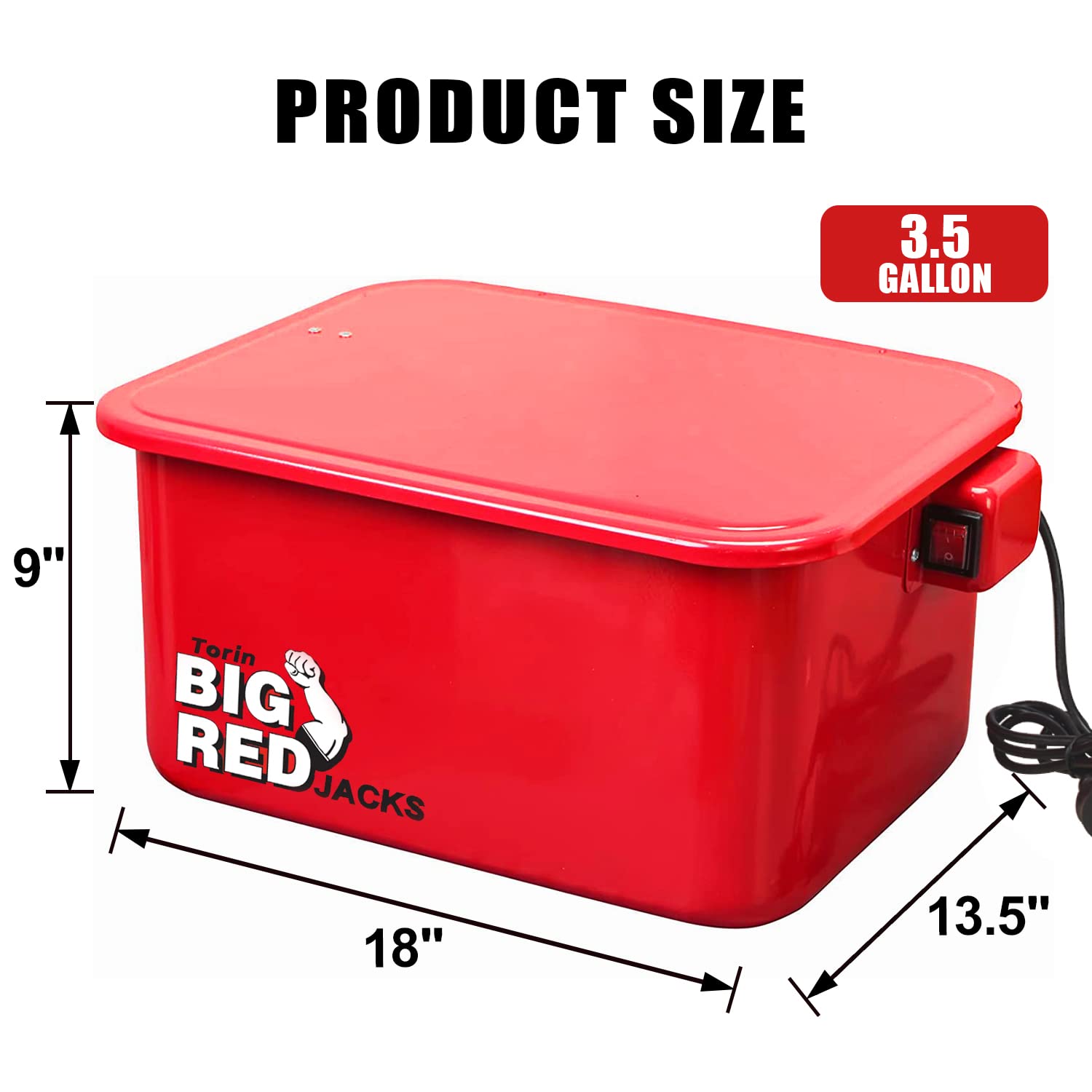 Big Red T10035 Torin Portable Steel Cabinet Parts Washer With 110V Electric Pump, 3.5 Gallon Capacity, Red