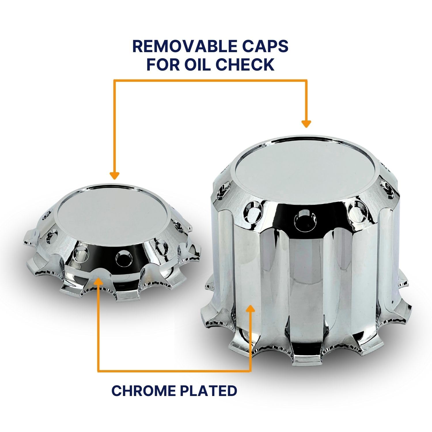 Torque Luxury Chrome Front And Rear Axle Complete Wheel Cover Set 33Mm Screw-On Lug Nut Covers For Semi Trucks (Installation Too