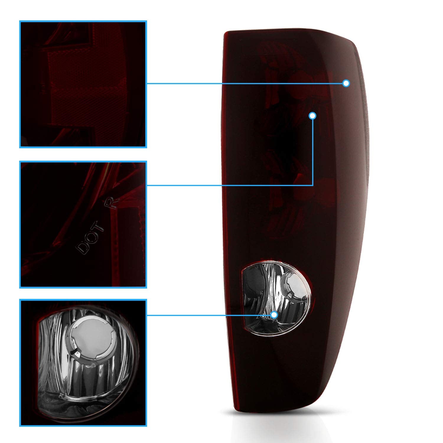 Amerilite Midnight Red Replacement Brake Tail Lights Set For 04-12 Chevy Colorado/Gmc Canyon - Passenger And Driver Side