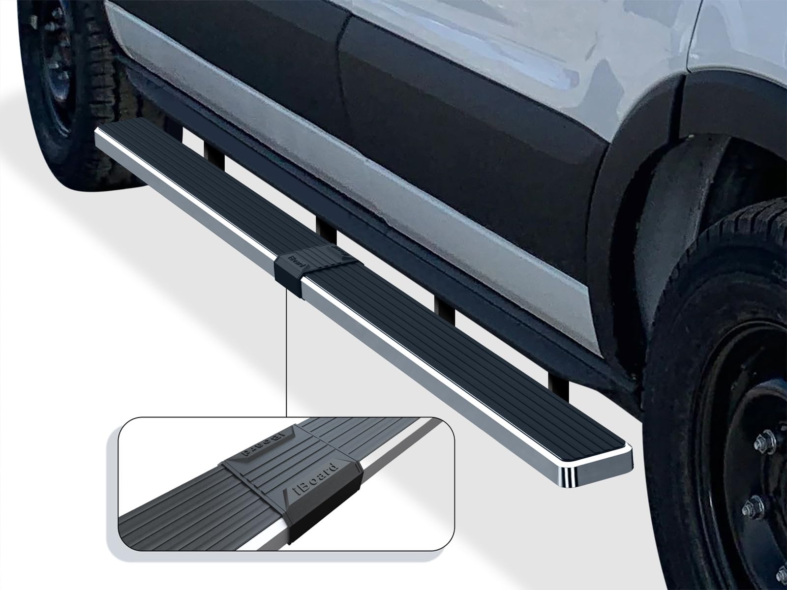 APS (Polished Silver 5in 304 Stainless Steel Running Boards Nerf Bars Side Steps Compatible with Ford Transit 2015-2025 Full Siz