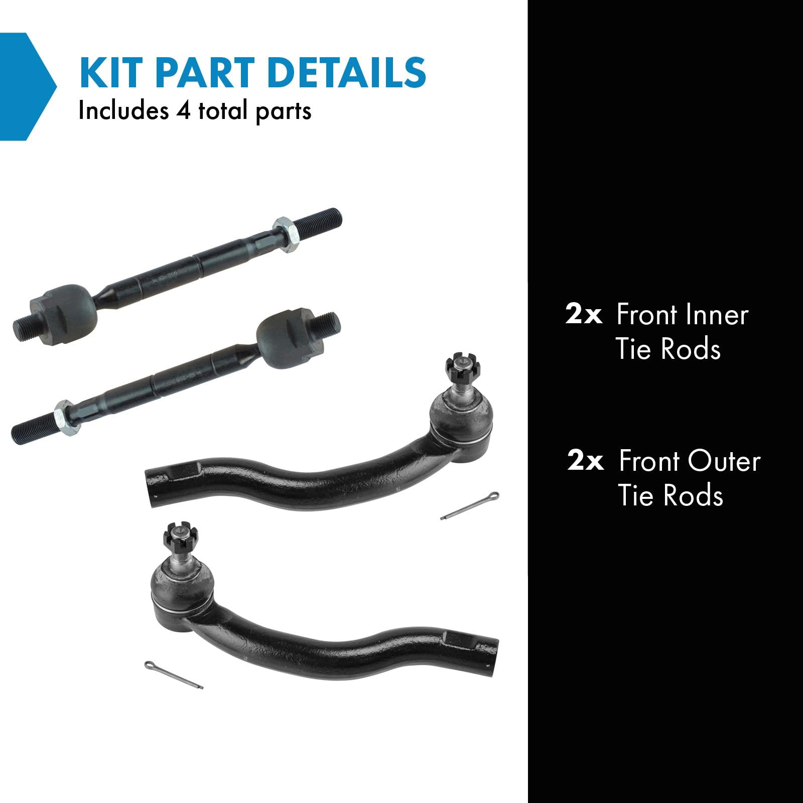 Trq Front Tie Rod Set Compatible With 2006-2018 Toyota Rav4