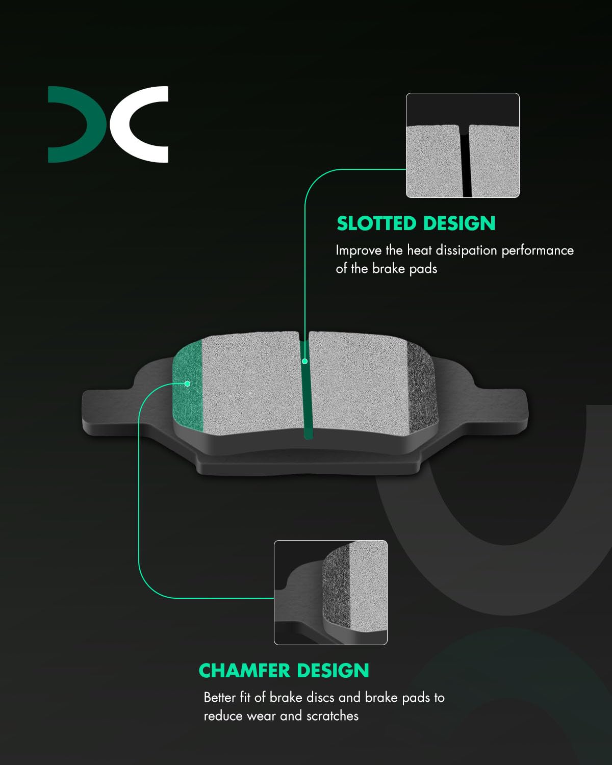 Scitoo D1033 Semi-Metal Brake Pads Kits Rear Fit For Chevrolet 2004-2012,For Pontiac 2005-2010,For Saturn 2004-2009