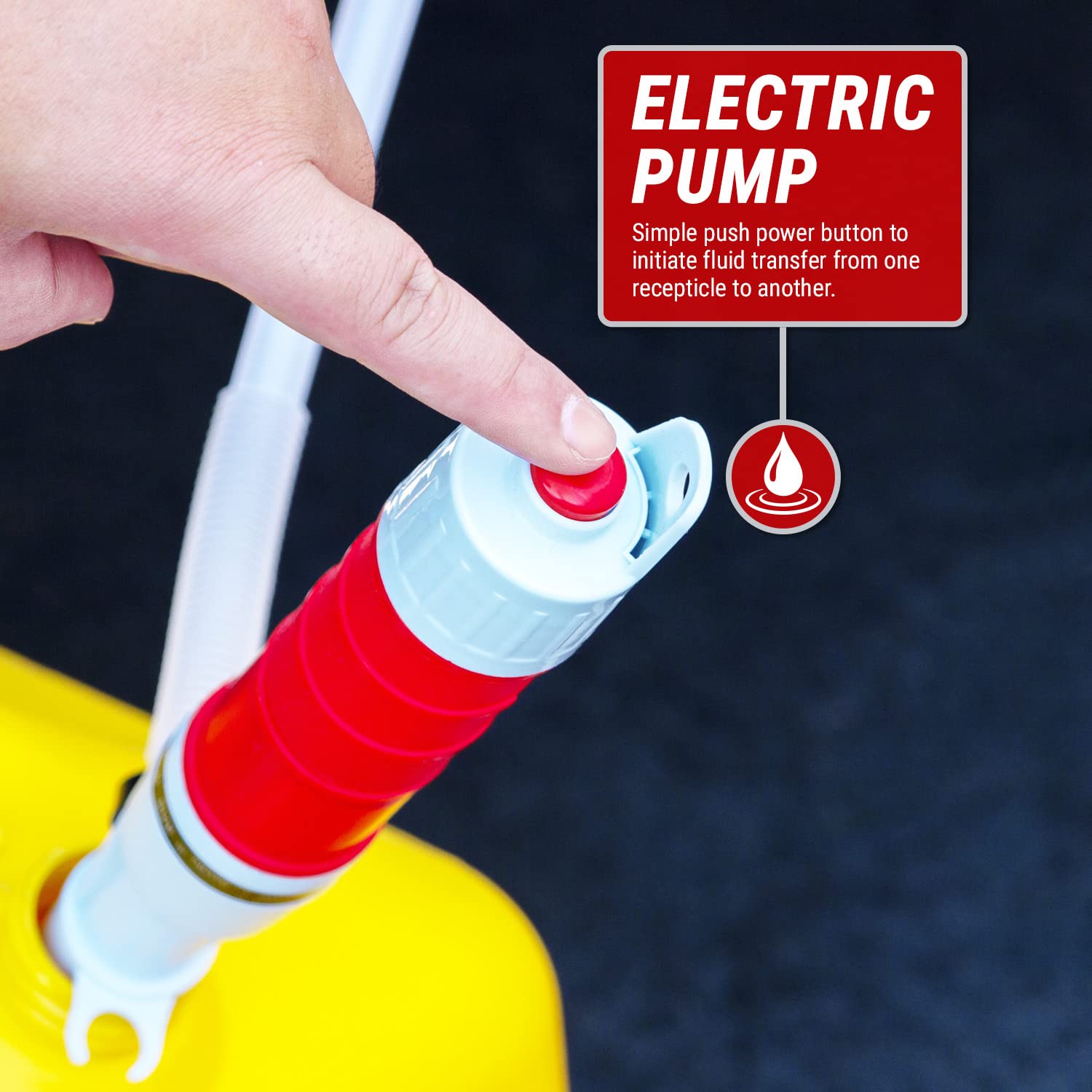 TERA PUMP Automatic Hand Fuel Transfer Pump, 3X More Powerful D Battery Powered, Easy to Use, Gasoline, Diesel, Kerosene, Light