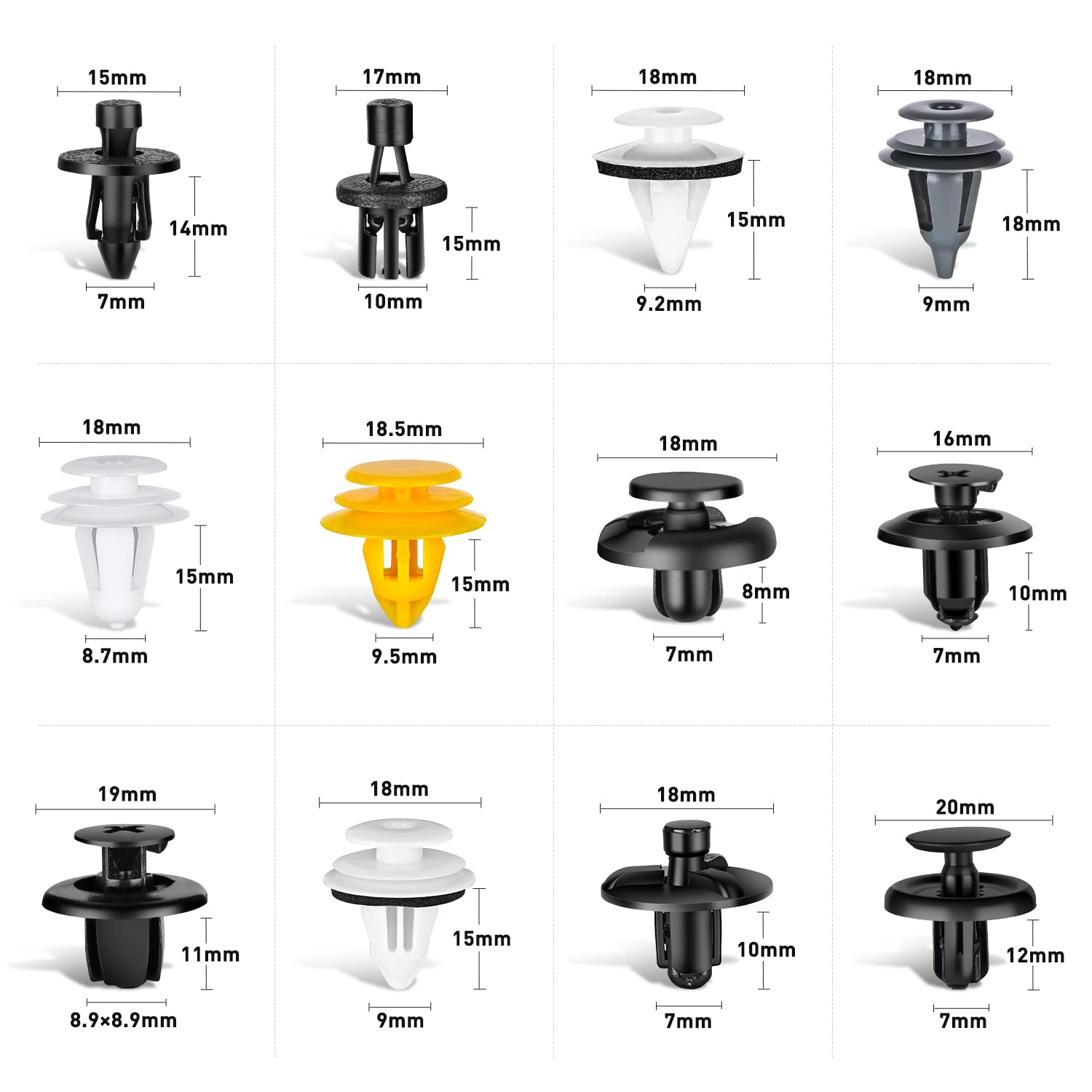 Gooacc 189Pcs Bumper Retainer Clips Car Plastic Rivets Fasteners Push Retainer Kit Most Popular Sizes Auto Push Pin Rivets Set -