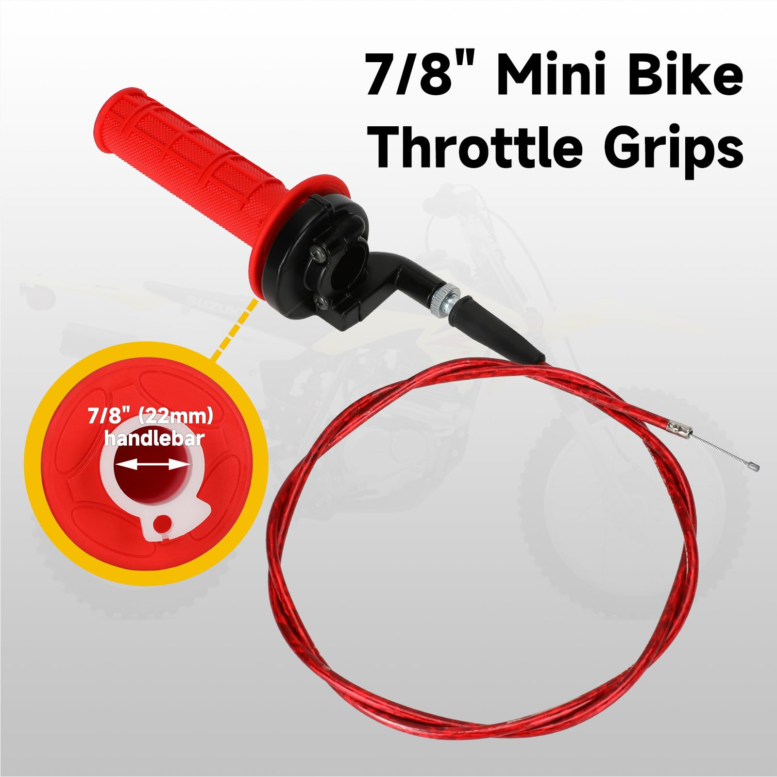 Hiaors Mini Bike Throttle Cable Handlebar Grips Kit Compatible With Coleman Ct200U Bt200X, 7/8 Throttle Assembly For Dirt Pit Bi