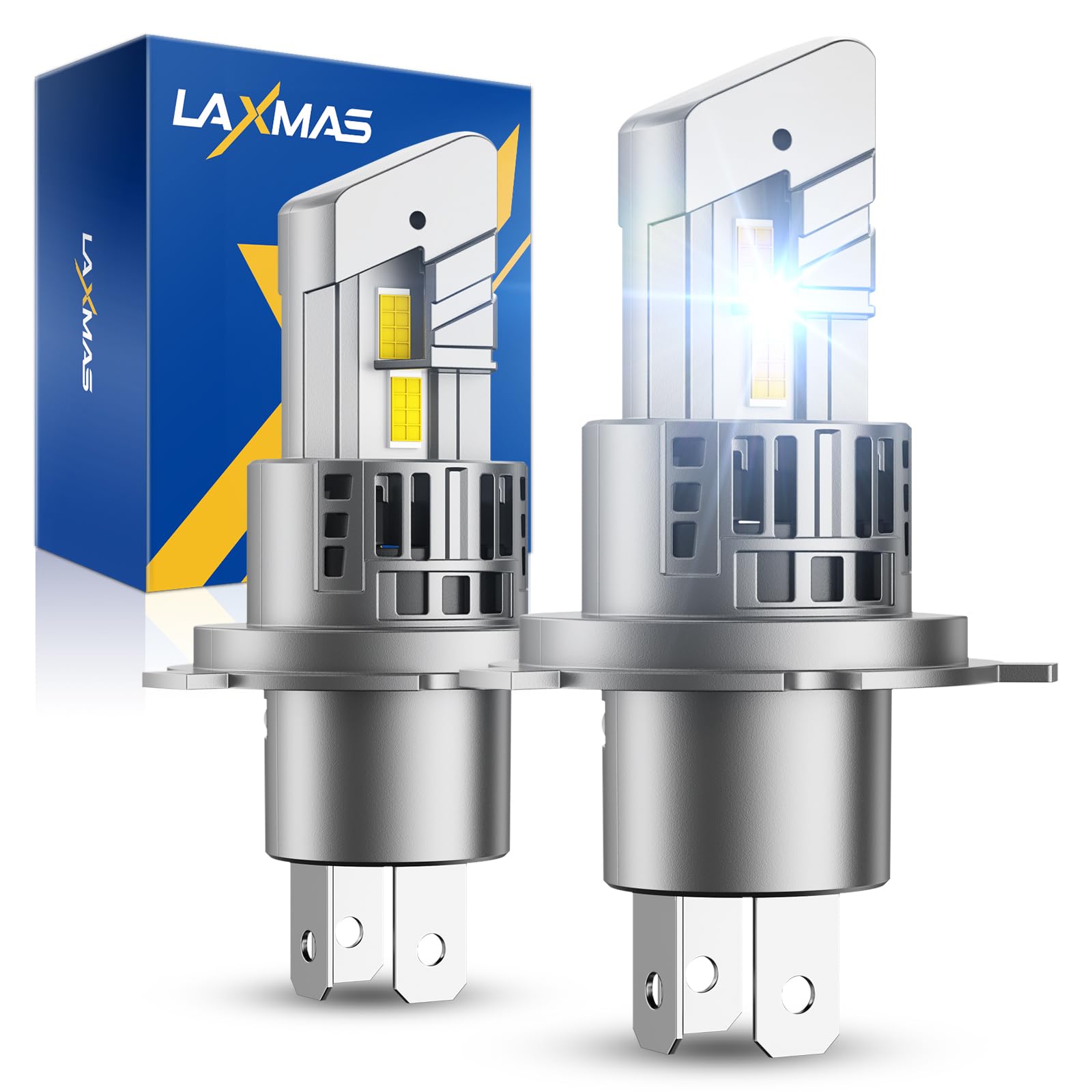 Laxmas H4 Bulbs, 32000Lm Brightness 6500K Cool White H4 Fog Light, Fog Lights With 15000Rpm Cooling Fan, Ip67 Waterproof, Plug-N