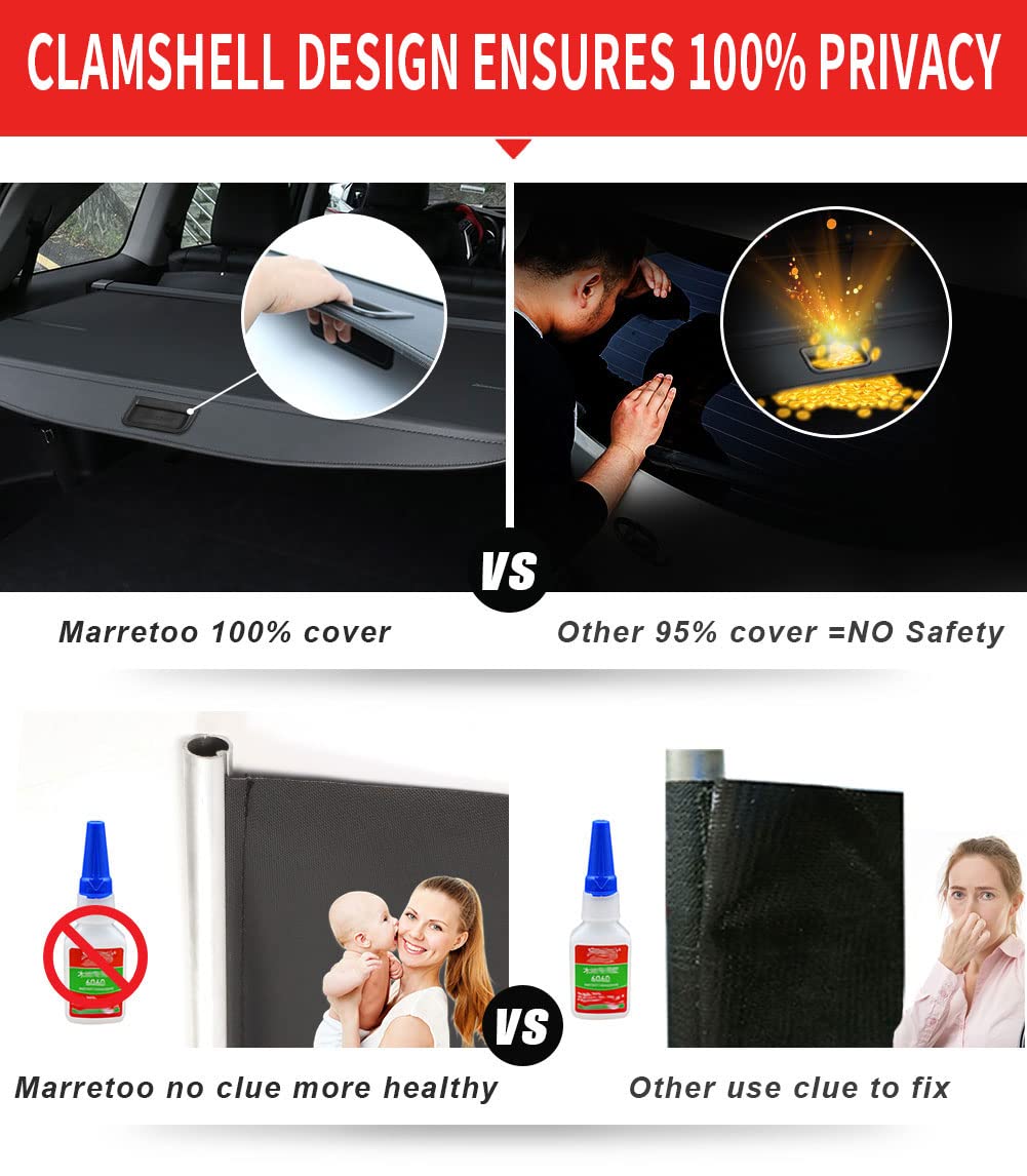 Marretoo For Chevy Chevrolet Equinox Gmc Terrain Cargo Trunk Cover 2018 2019 2020 2021 2022 For Chevy Equinox Accessories Upgrad