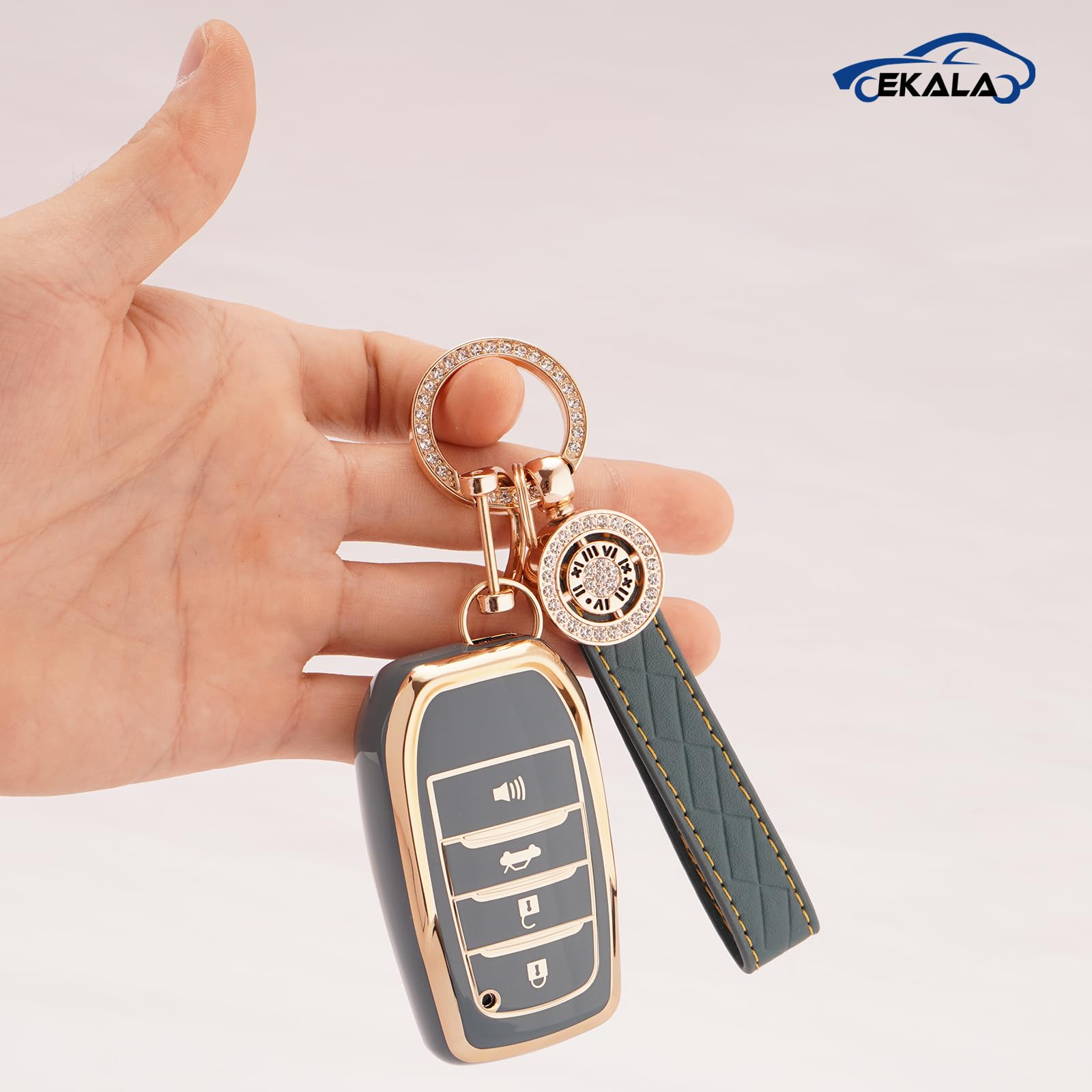EKALA for Toyota Key Fob Cover with Keychain, 4 Buttons TPU Key Shell Compatible with 2019-2024 Venza, RAV4, Land Cruiser, Grand