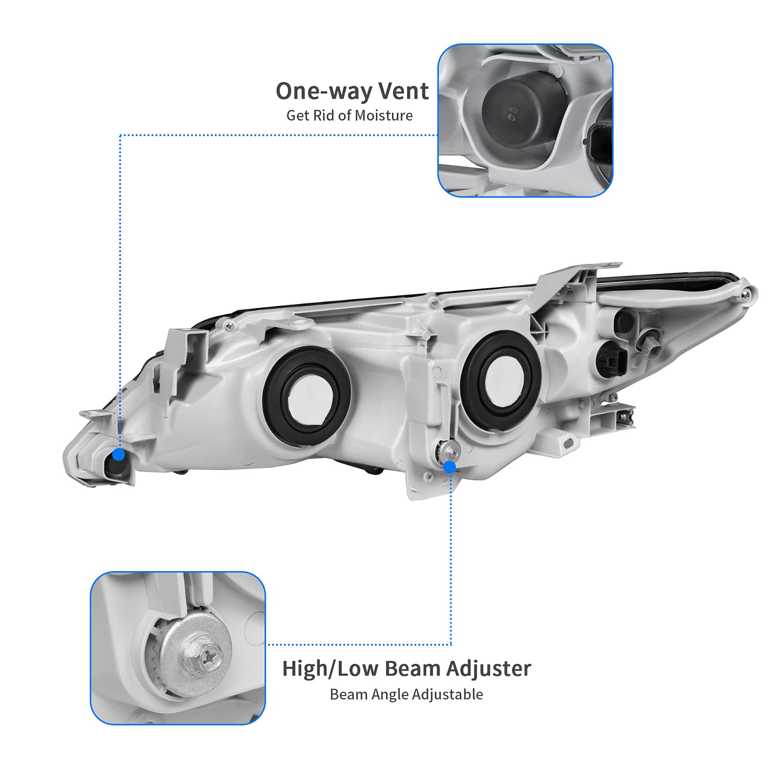 Dwvo Projector Headlights Assembly Compatible With 12 13 14 2012 2013 2014 Camry L/Le/Xle/Hybrid Headlamp Replacement Black Hous