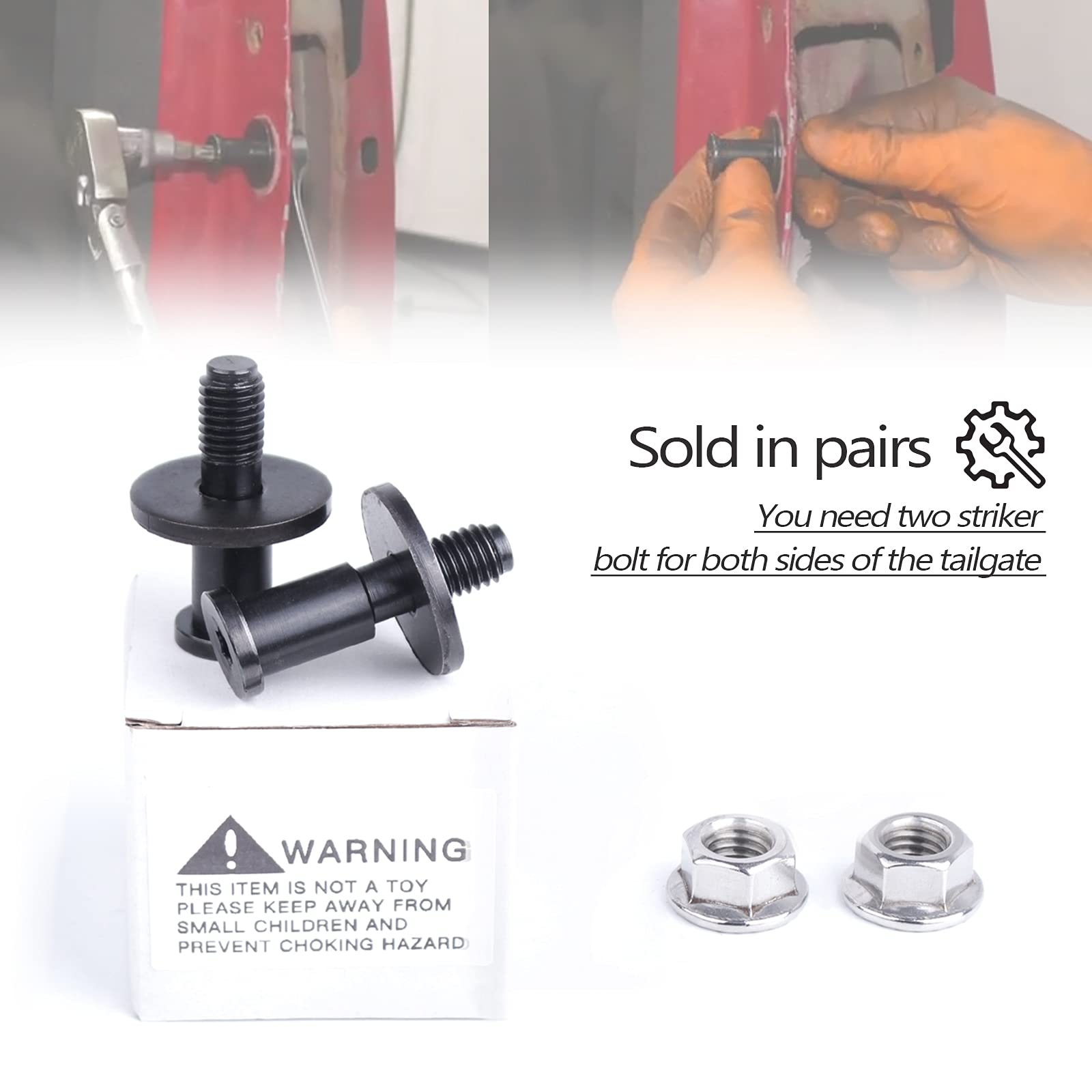Unigt 38427 Tailgate Striker Bolt Compatible With Chevy Silverado Escalade Avalanche Sierra Come With Nuts Replace 11570162 - Set Of 2