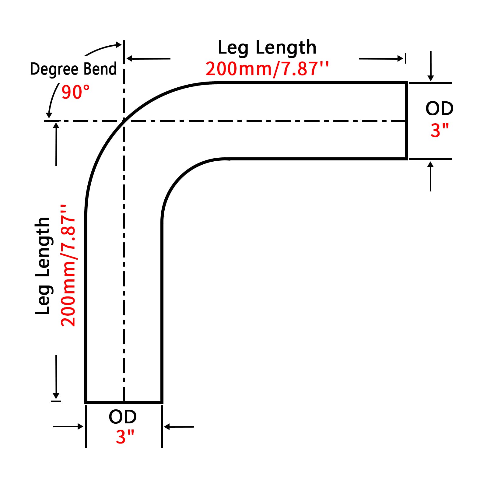 Fgjqefg 3 Inch 90 Degree Diy Custom Mandrel Exhaust Pipe Tube Pipe, T304 Stainless Steel, Universal Fit, 15.74 Inch End To End L