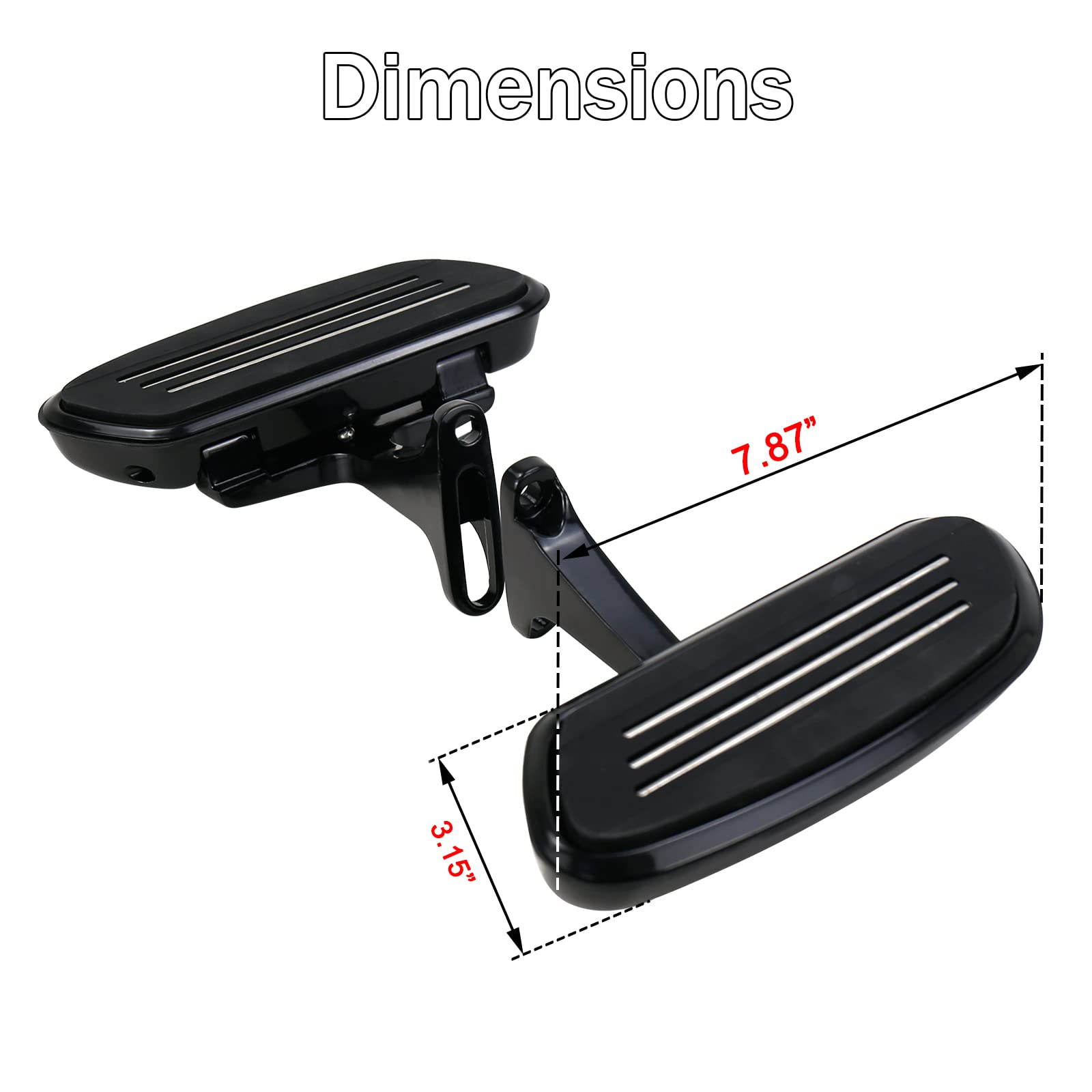 VASTMT Motorcycle Footboards - Black Aluminum Passenger Floorboard Kit for Harley Touring Models 1993-Up, Model Footboard-015-BK