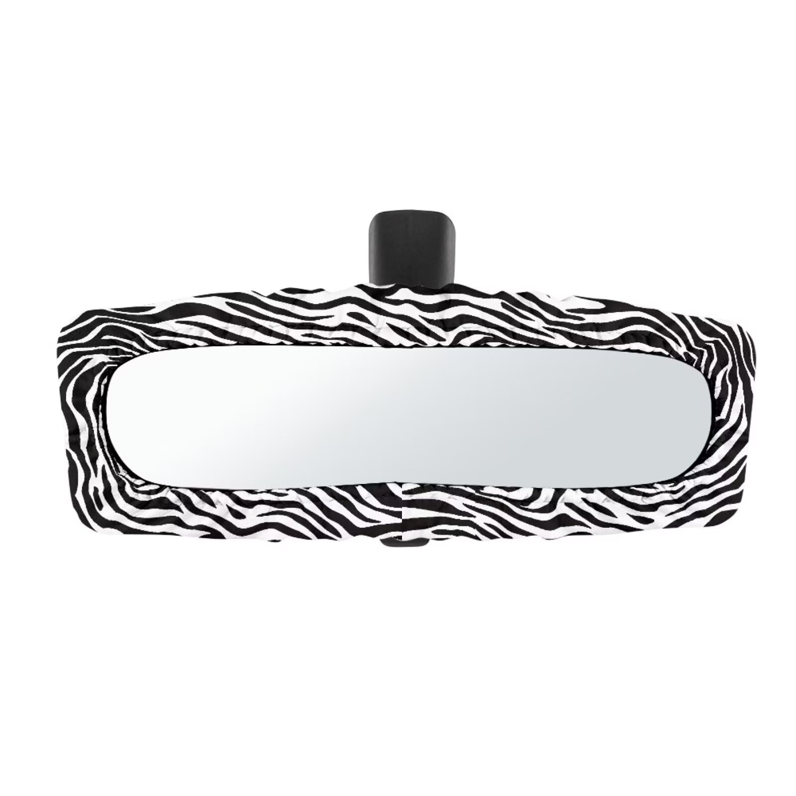 Huisefor Zebra Print Car Rear View Mirror Cover Interior Accessories For Women Fashion Elastic Rearview Mirror Sleeve Protector
