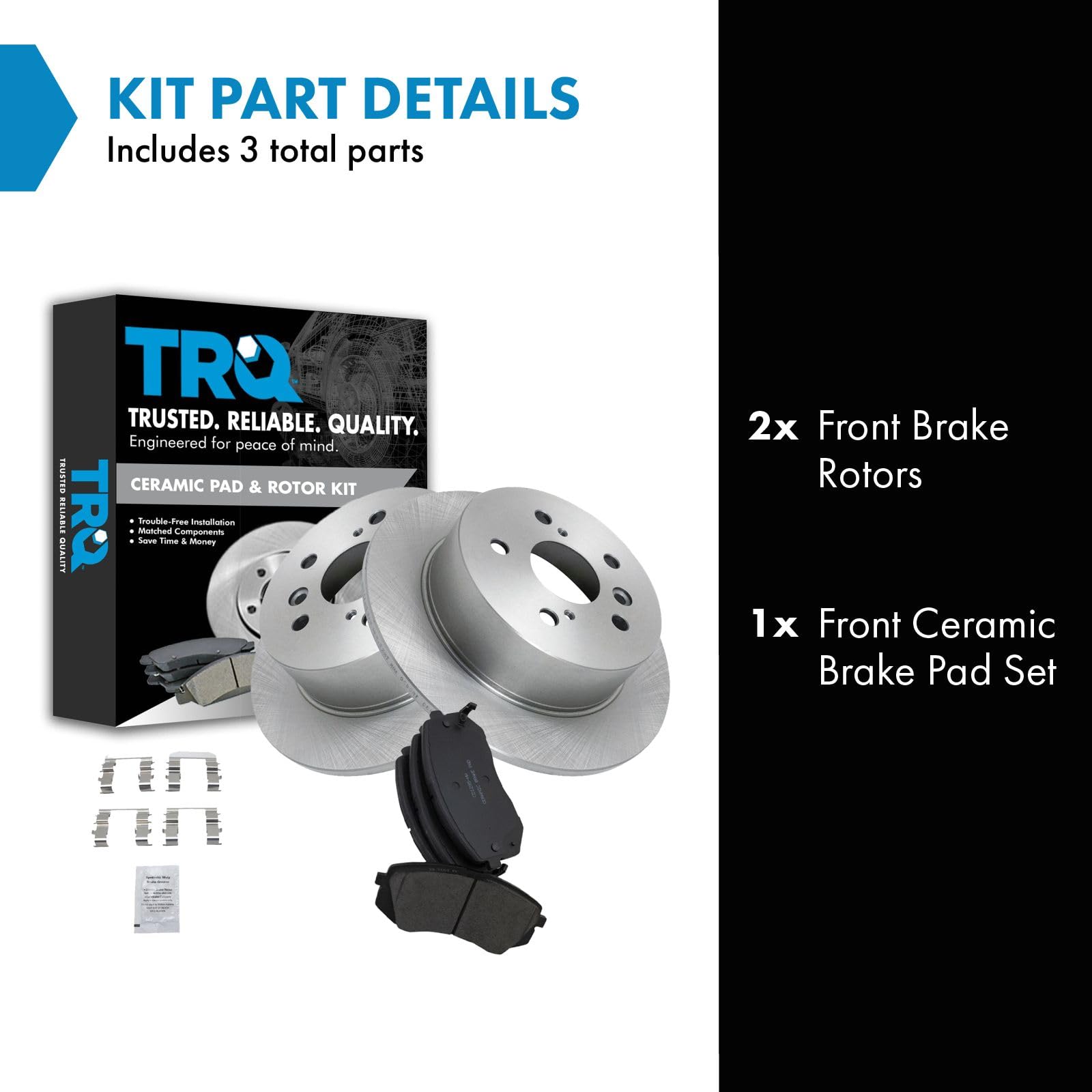Trq Front Brake Pad & Rotor Kit Brake Pads Brake Rotor Ceramic Compatible With 2010-2015 Hyundai Tucson 2011-2016 Kia Sportage