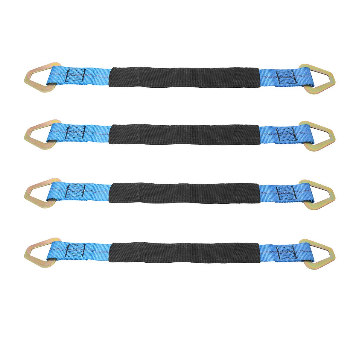 Novelbee 4 Pack Of 24 X 2'' Axle Strap With Protective Sleeve And D-Ring For Securing Car Transport (Blue)
