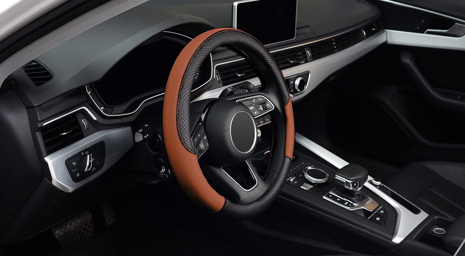 Labbyway Steering Wheel Cover, Universal 15 Inch Microfiber Leather Car Wheel Protecto, Skidproof, Stable, Warm In Winter And Cool In Summer (Brown)