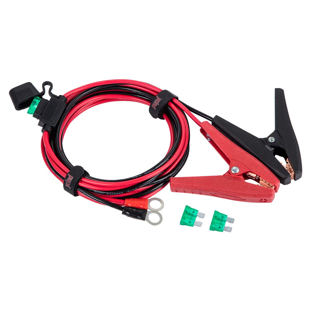 YCIND Battery Alligator Clips Clamp Clip-on to 3/8'' Ring Eyelet Terminal Boost Cable Heavy Duty 30A Fuse 12V/24V 12AWG Cord 10F