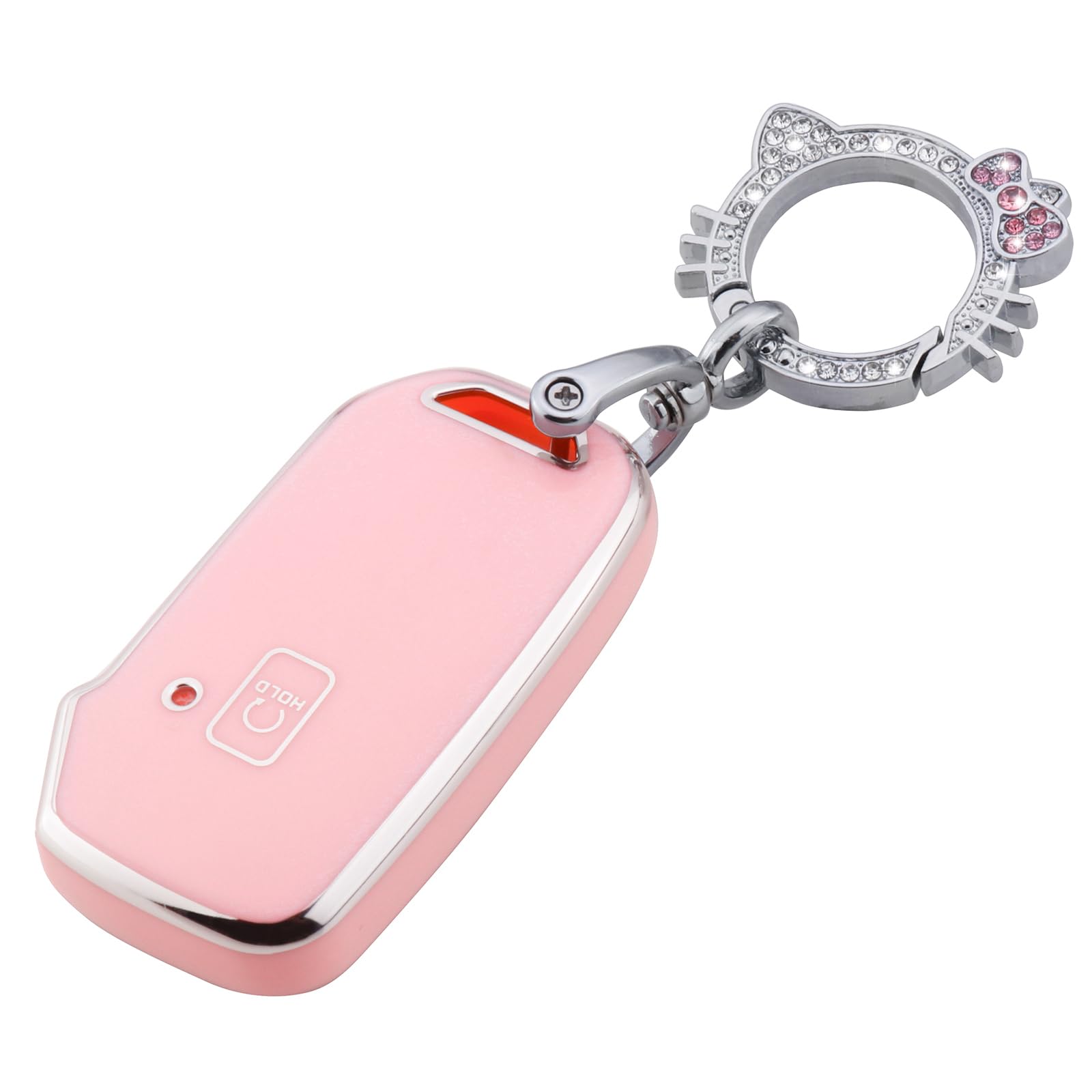 Pangpai Pink Key Fob Cover for Kia, Soft TPU Key Case Protection with Bling Keychain Fit for Kia Cerato Ceed Forte NIRO Sorento 