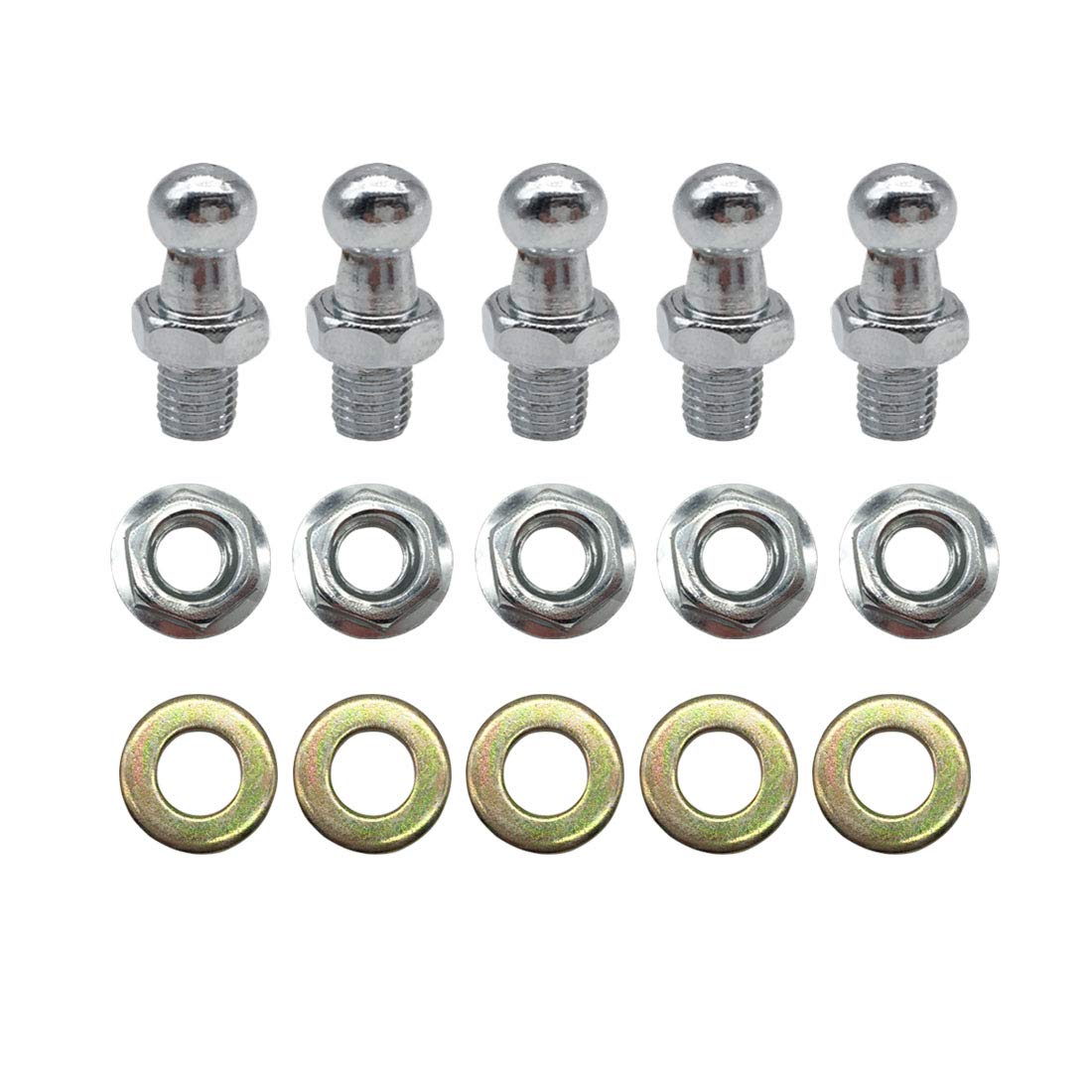 10mm Ball Studs with Hardware 5/16-18 Screw Thread 1/2'' Long Shank Fits Lift Supports Shocks Struts