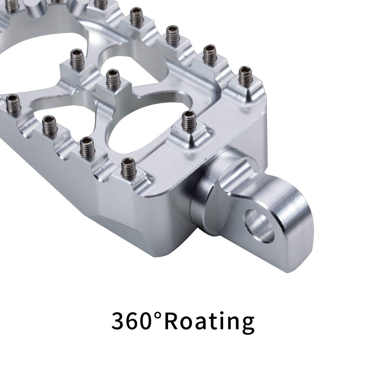 Hopider Cnc Wide Foot Pegs 360° Roating Mx Chopper Bobber Style For Harley Dyna Sportster Fatboy Iron 883,Silver