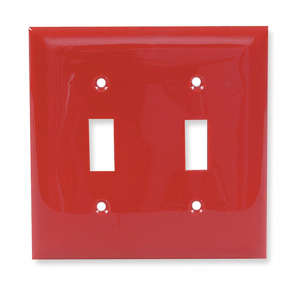 Toggle Switch Wall Plate, Red, Number of Gangs: 2, Weather Resistant: No - 1 Each